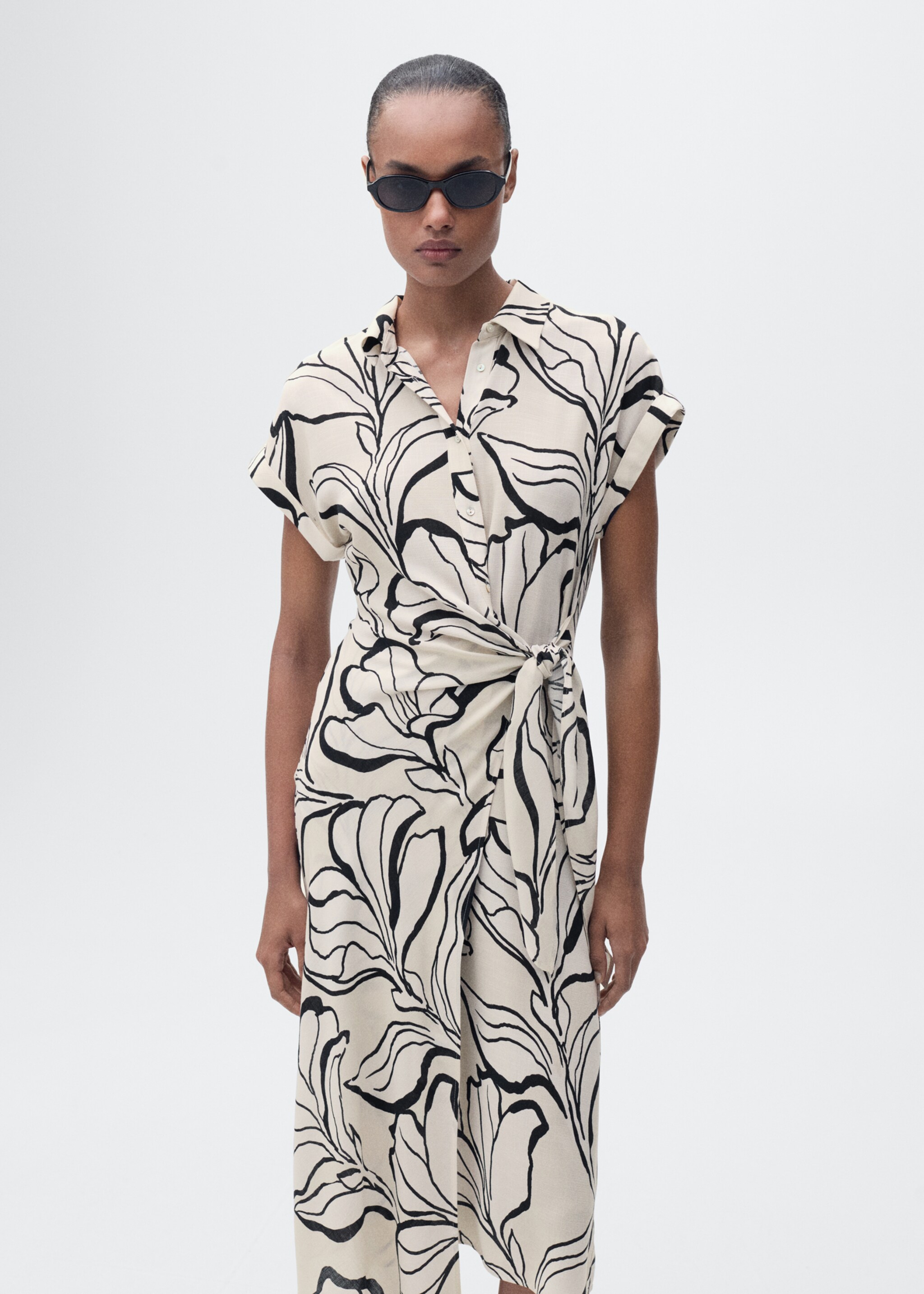 Printed dress with knot detail - Medium plane