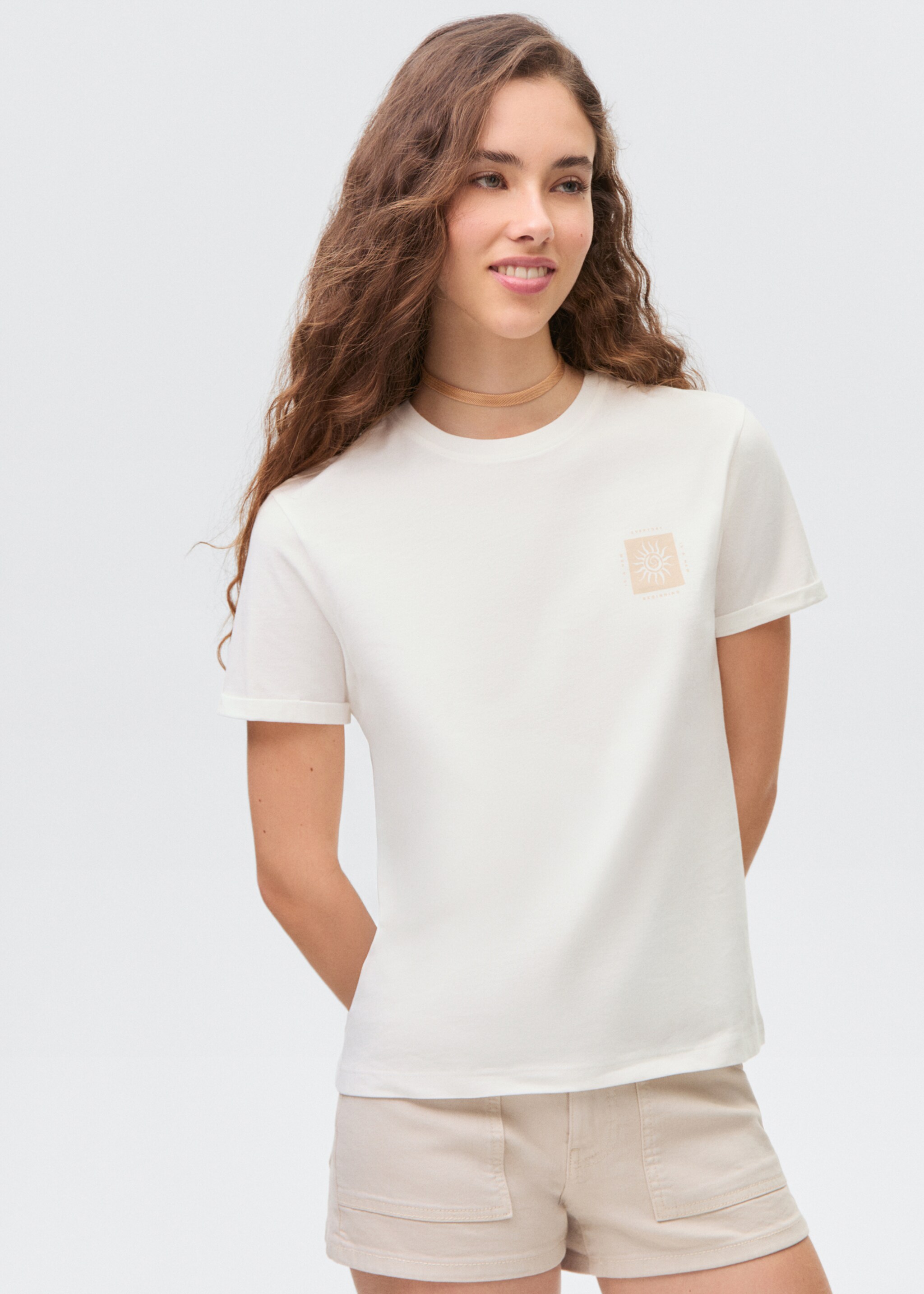 Tryckt bomull t-shirt - Bild av mittparti