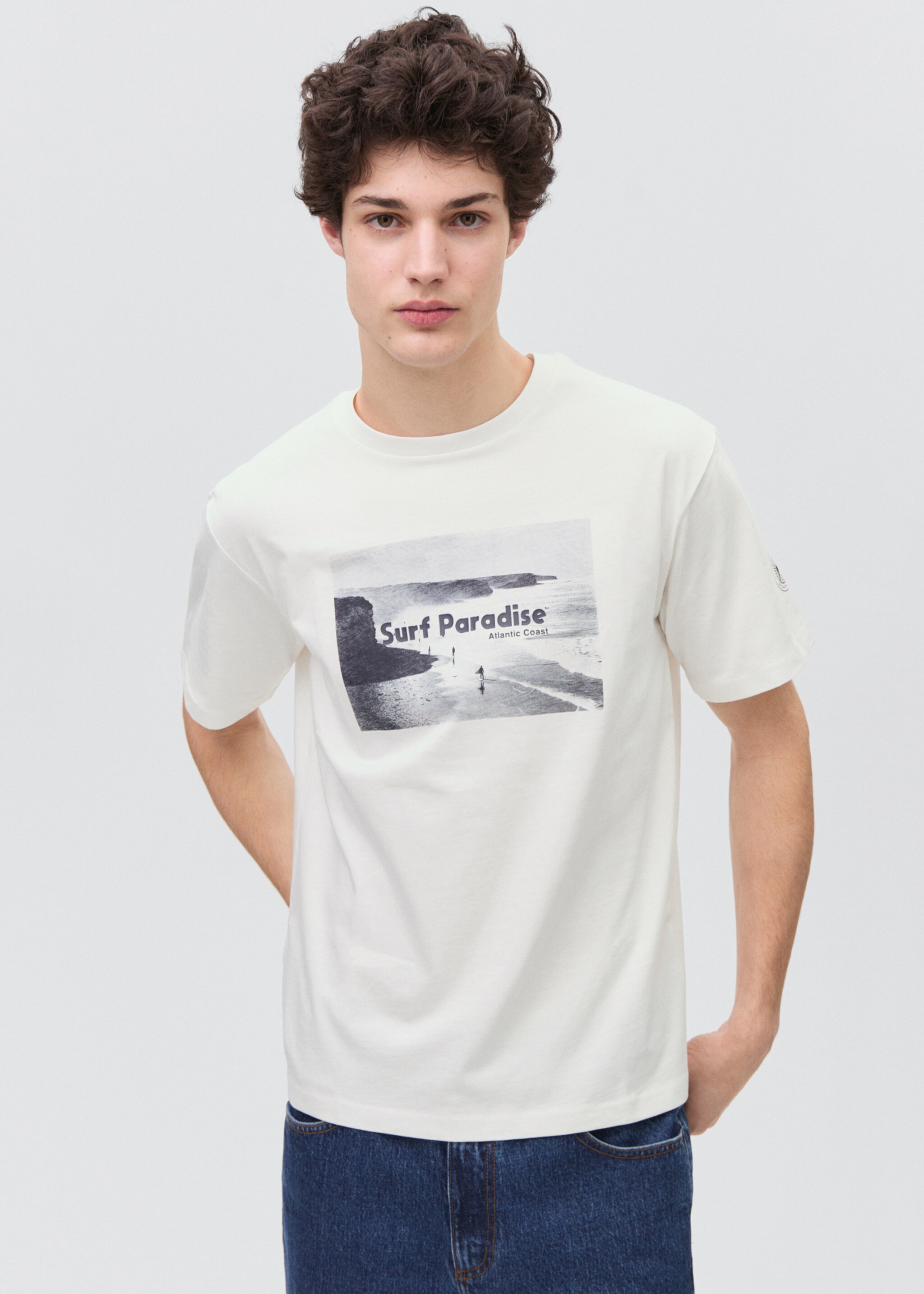 Printed cotton-blend t-shirt - Medium plane