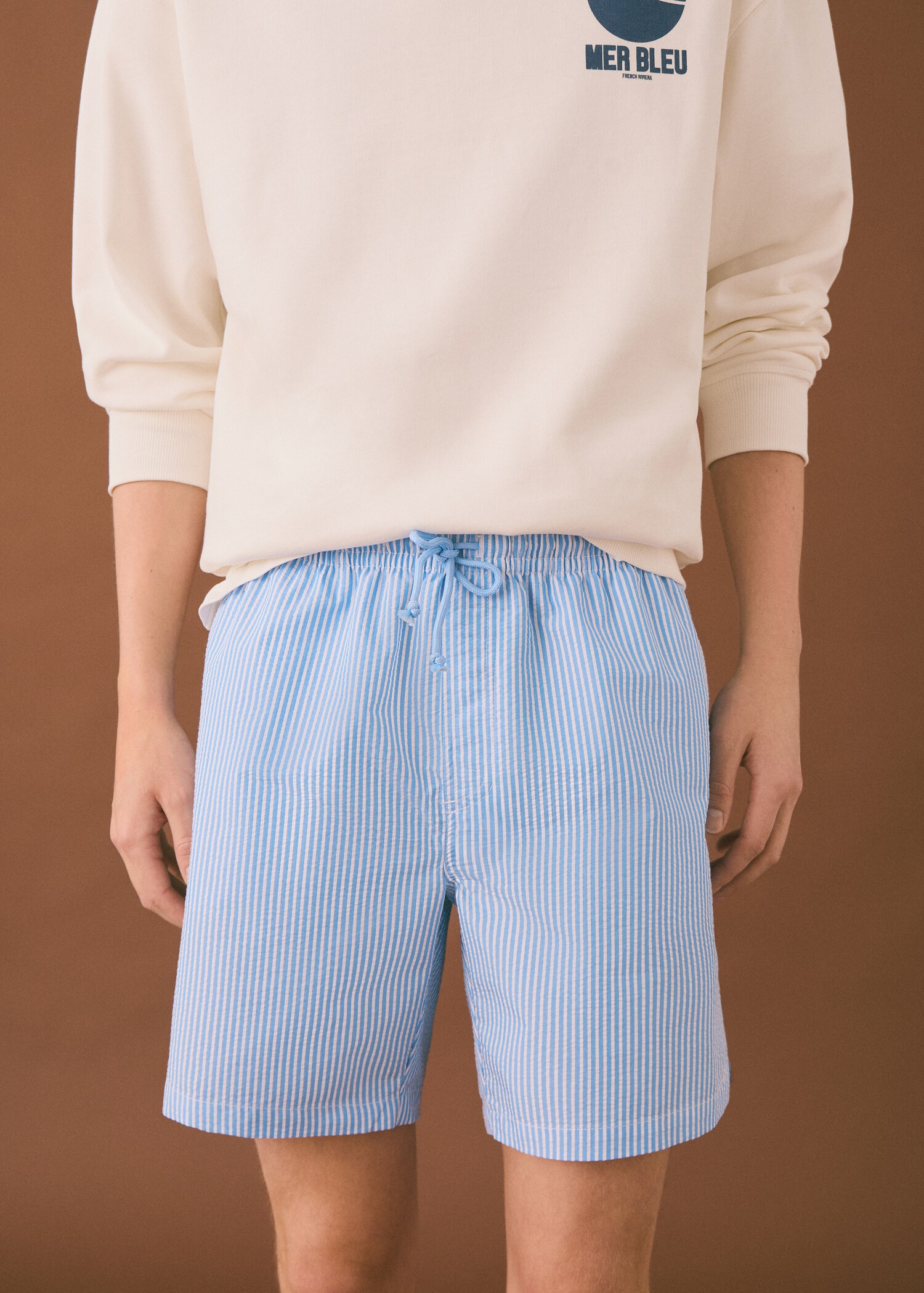 Striped drawstring swimsuit - Details of the article 1