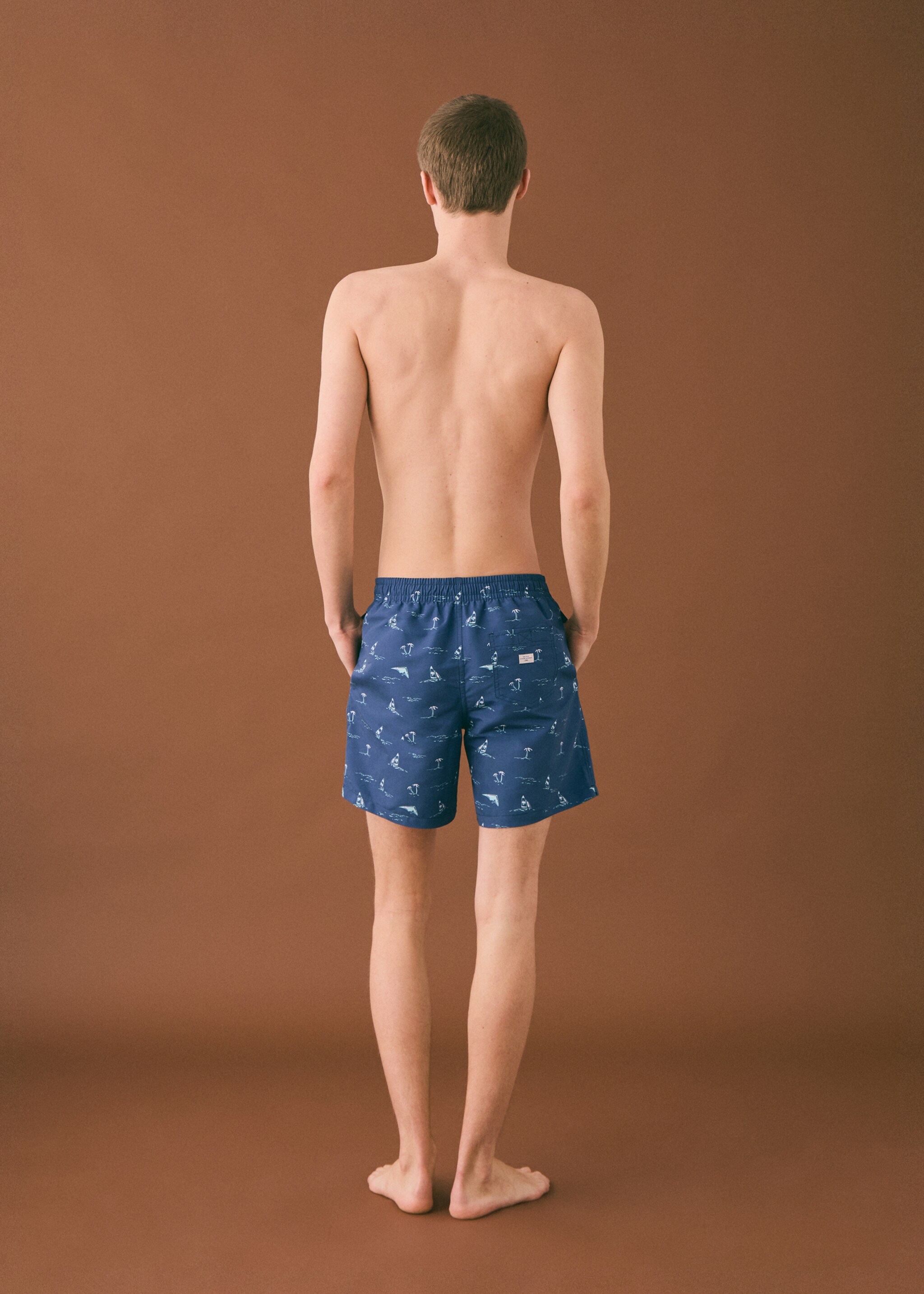 Printed swimming trunks - Reverse of the article