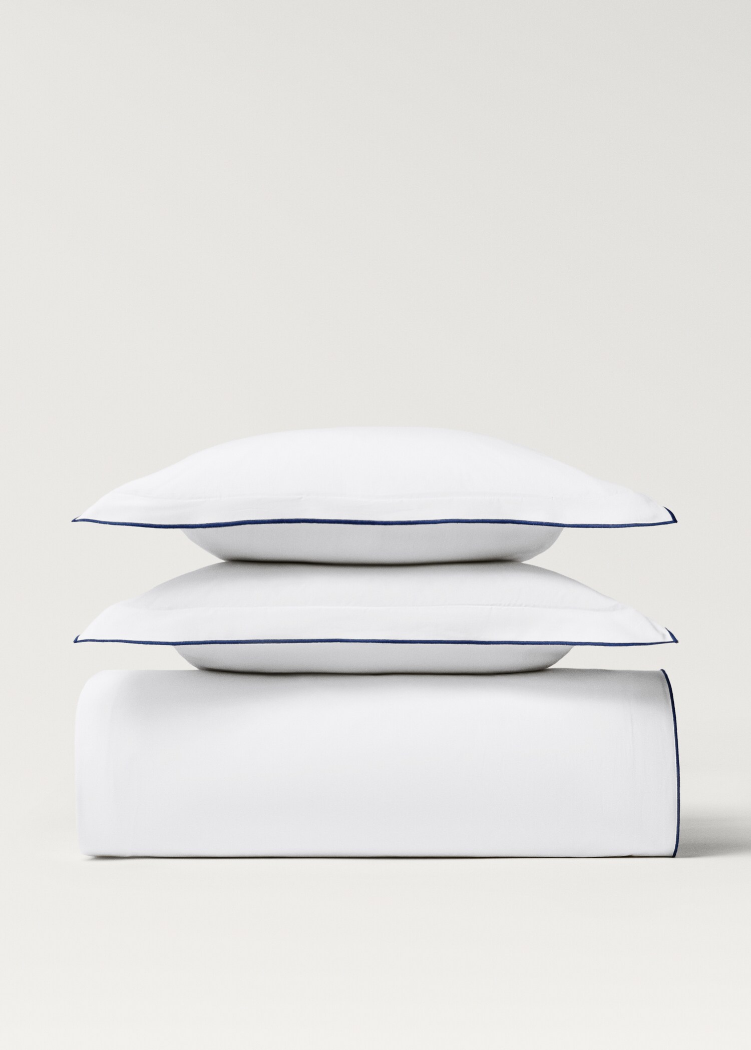 Percale cotton duvet cover with contrasting overlock stitching Superking bed - Article without model