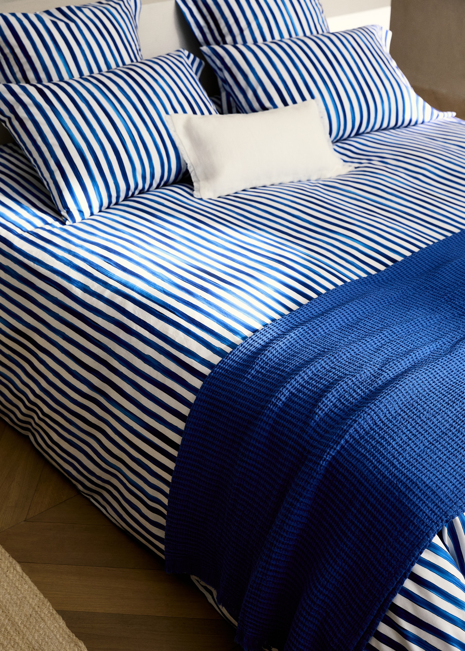 Bettbezug aus Baumwoll-Perkal mit Aquarellstreifen für 150/160 cm Bett - Detail des Artikels 7