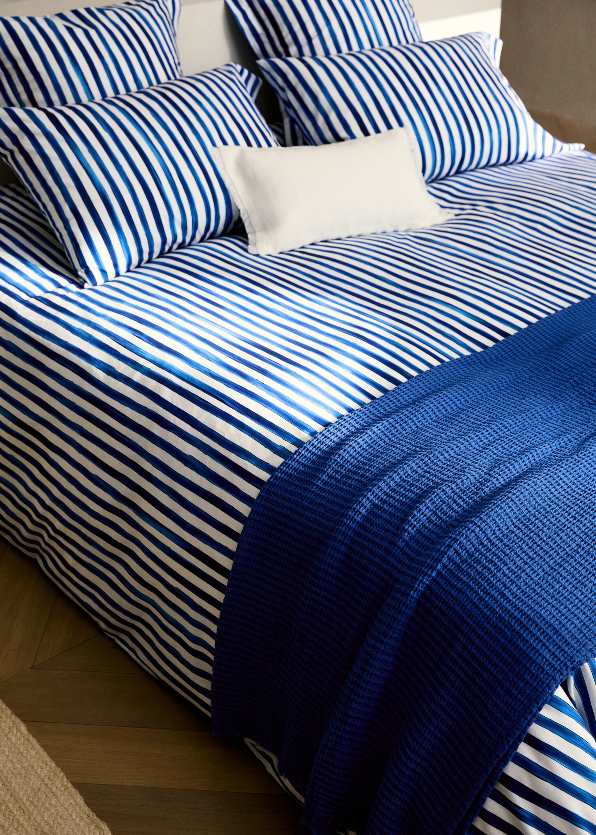 Bettbezug aus Baumwoll-Perkal mit Aquarellstreifen für 180/200 cm Bett - Detail des Artikels 7