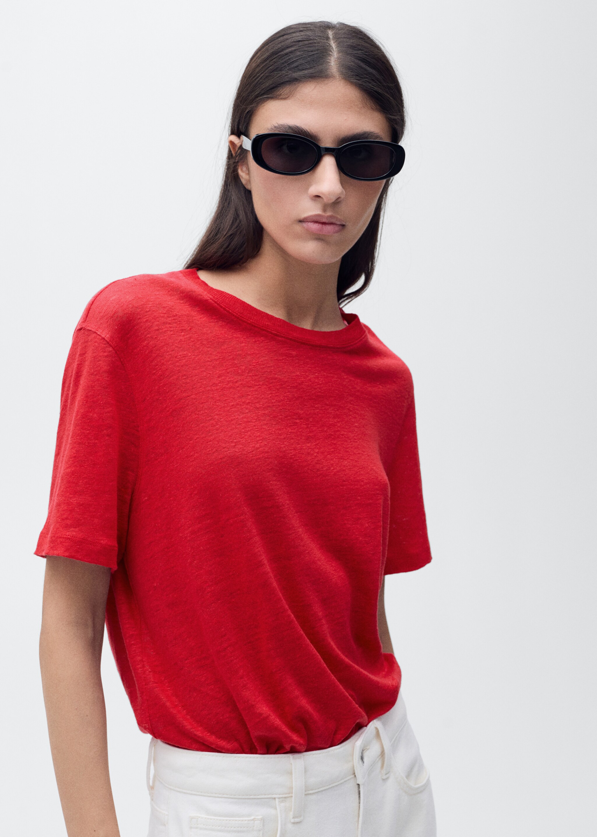 Short-sleeved linen t-shirt - Medium plane