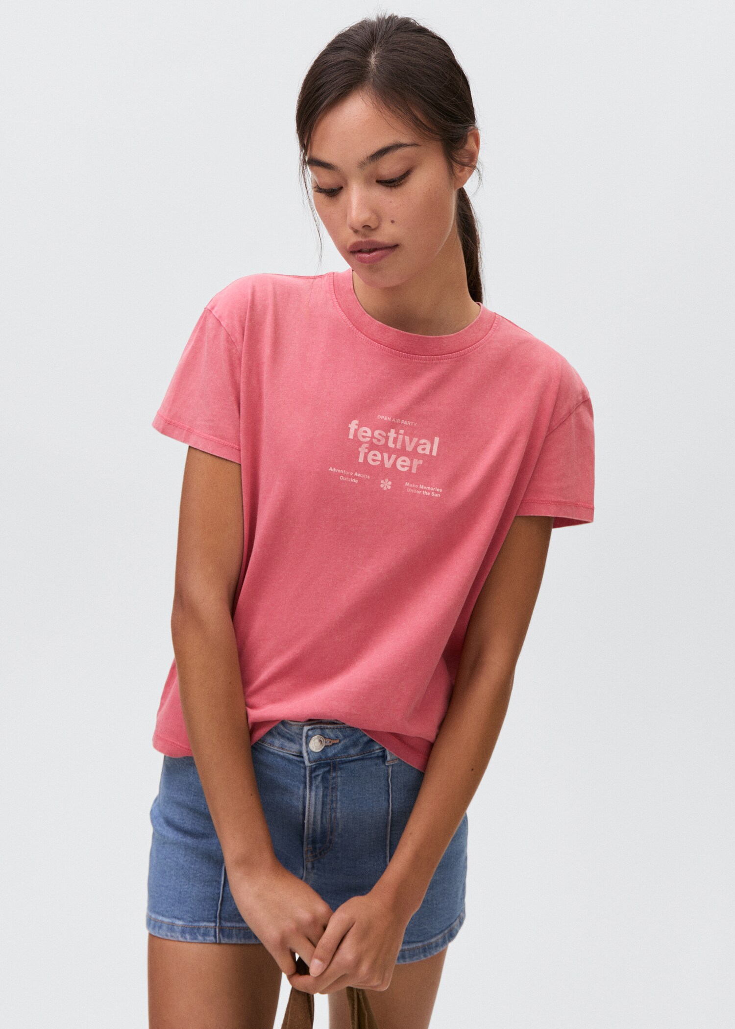 Printed cotton-blend t-shirt - Medium plane