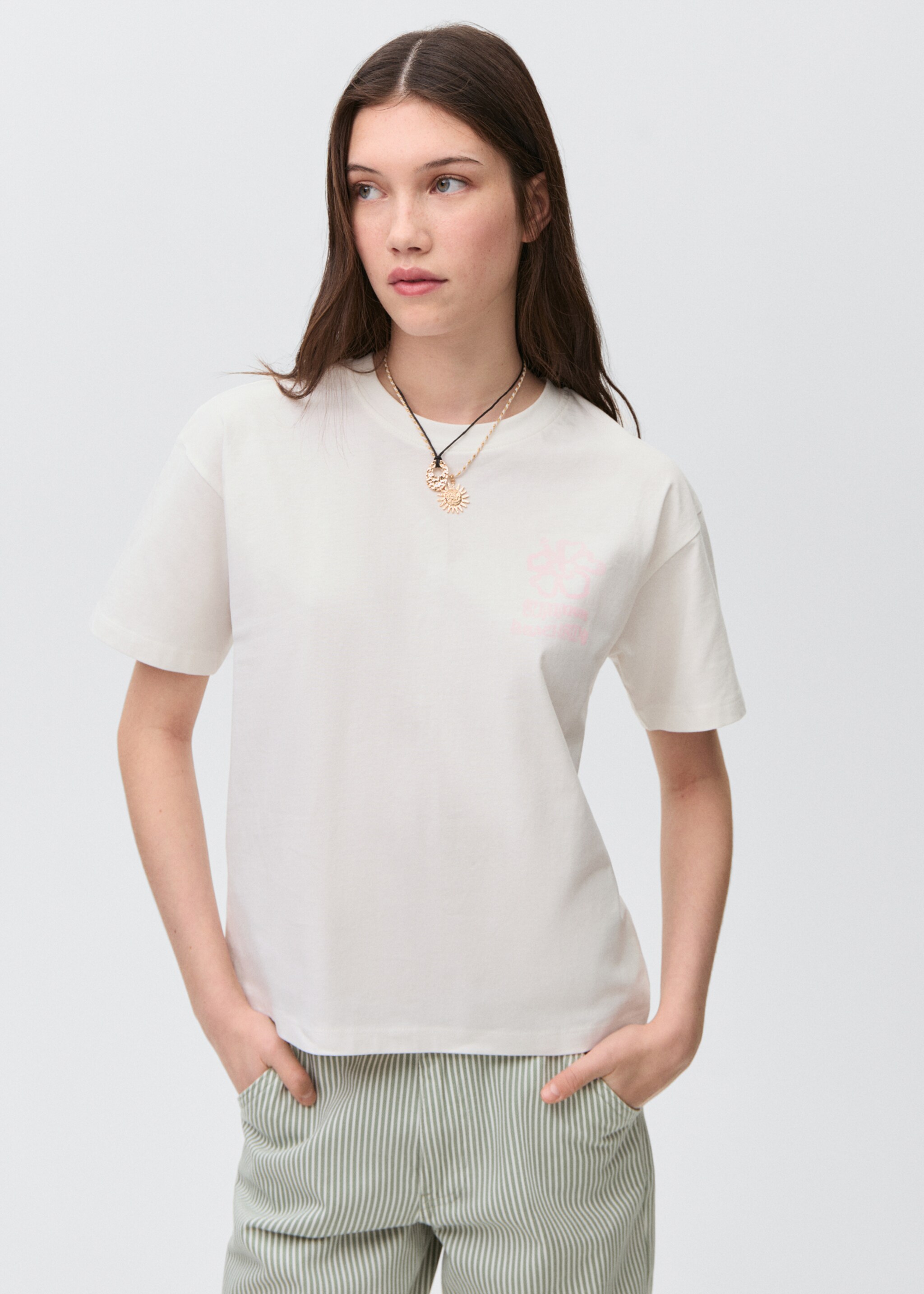 Printed cotton-blend t-shirt - Medium plane