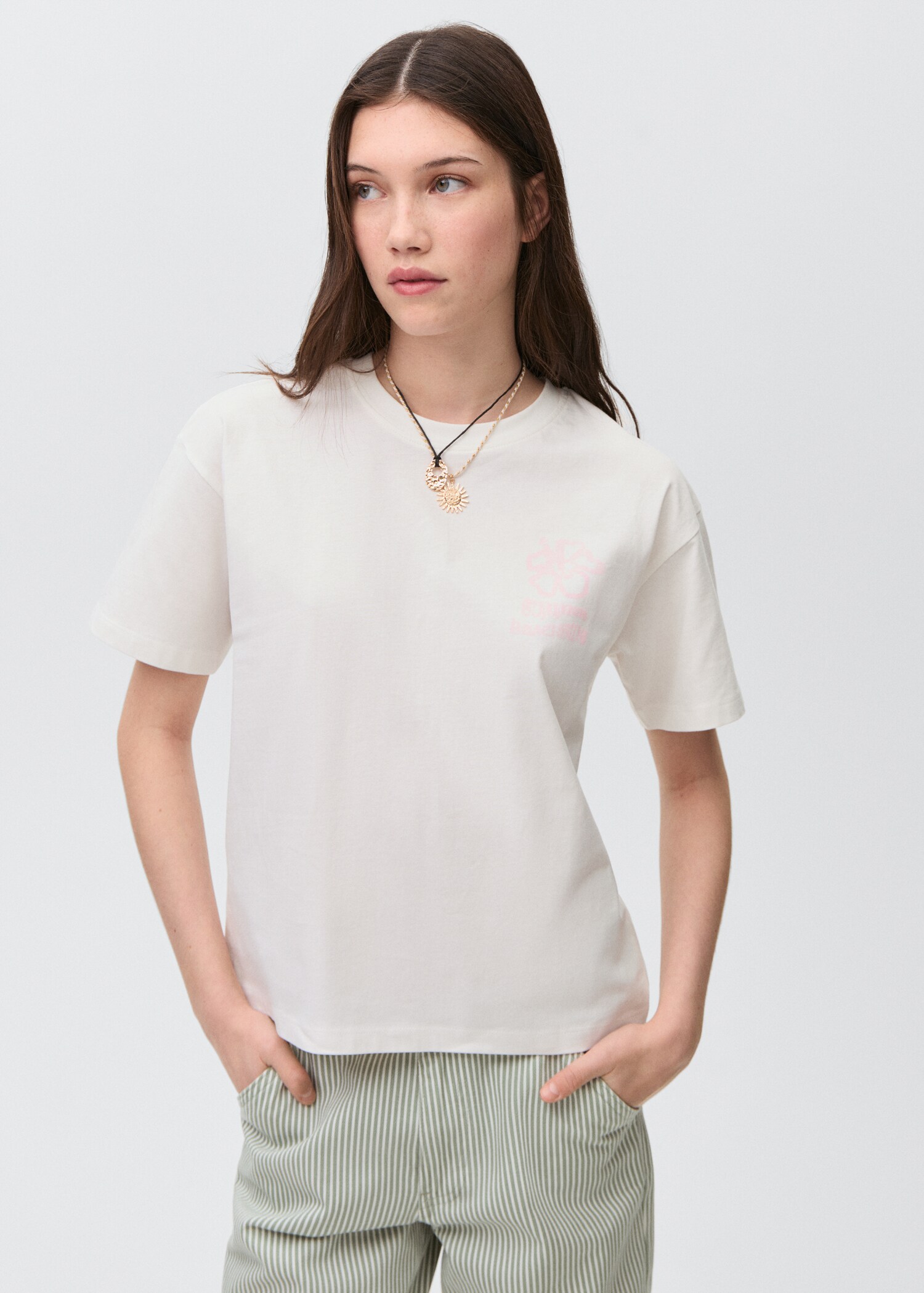 Printed cotton-blend t-shirt - Medium plane
