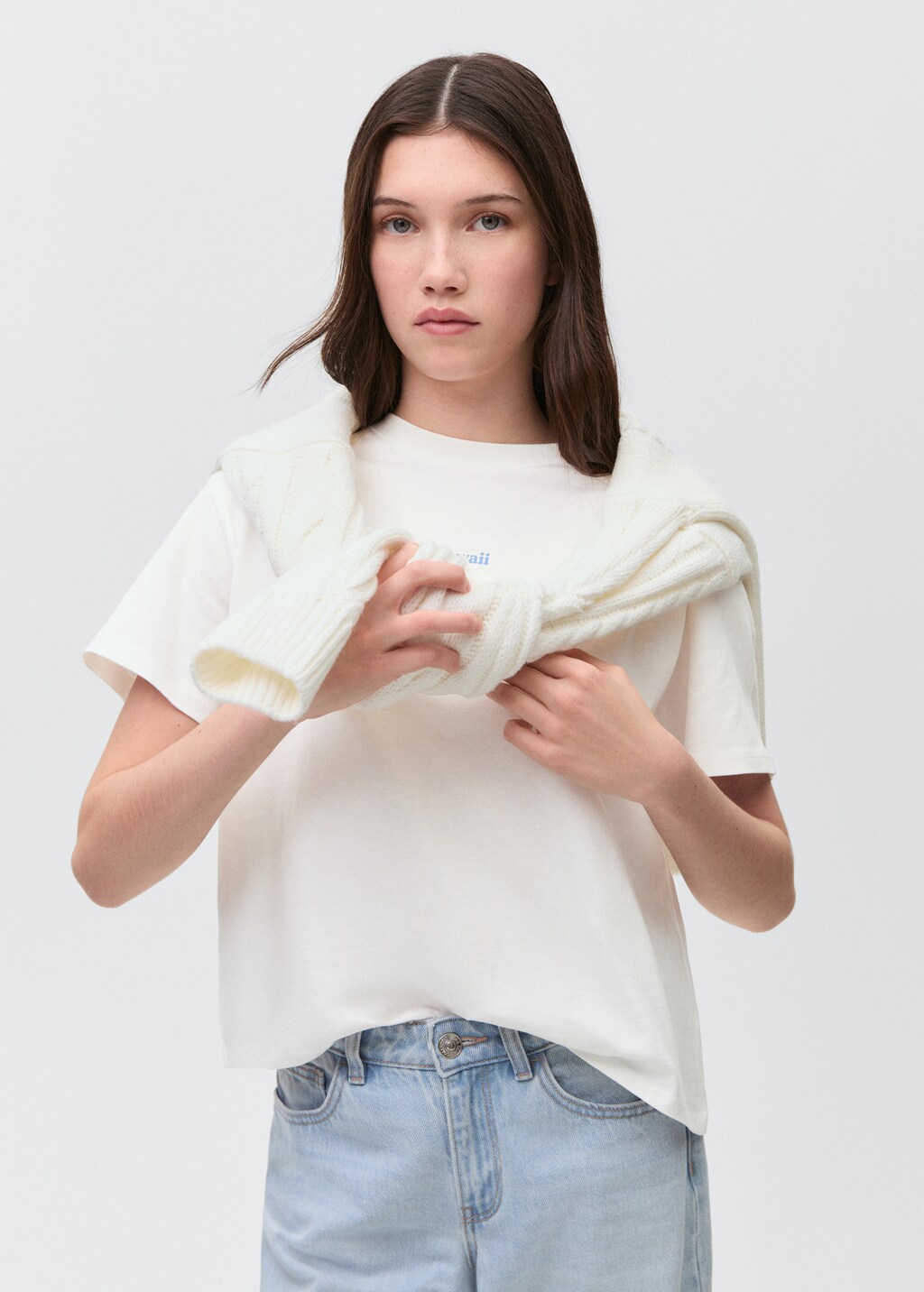 T shirt with print drawing teen mango usa