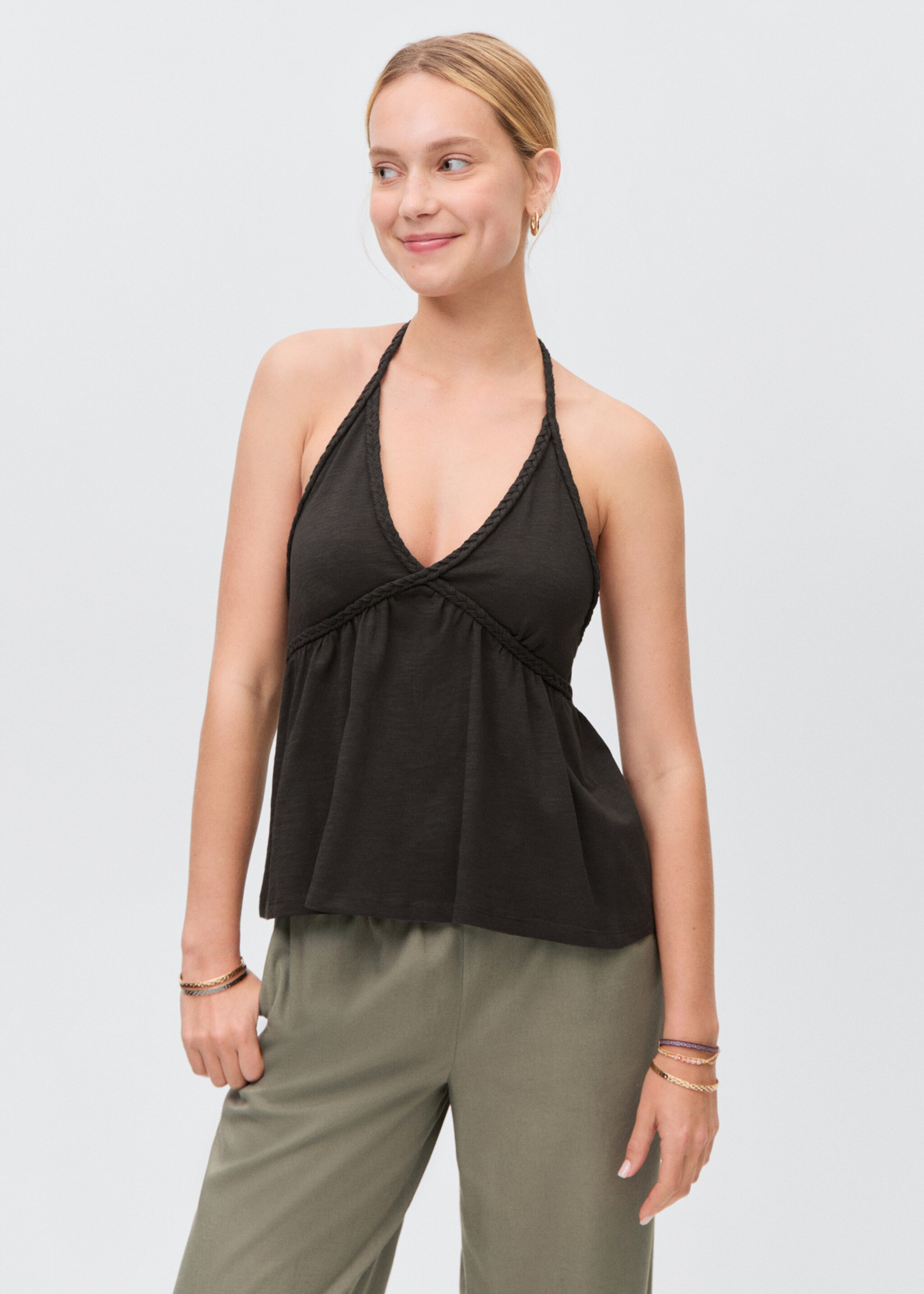 Linnen straight-fit broek - Middenvlak