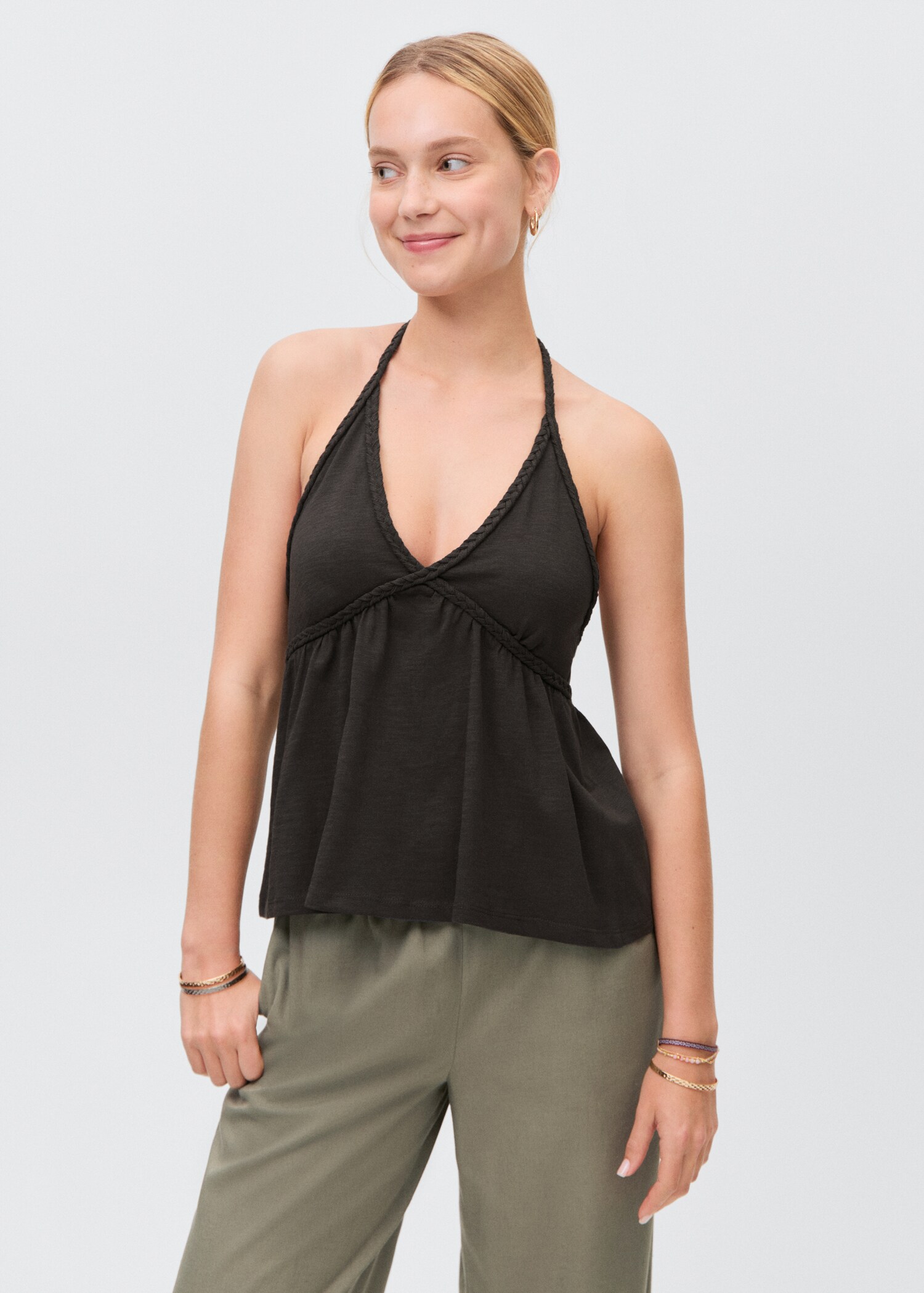 Linnen straight-fit broek - Middenvlak