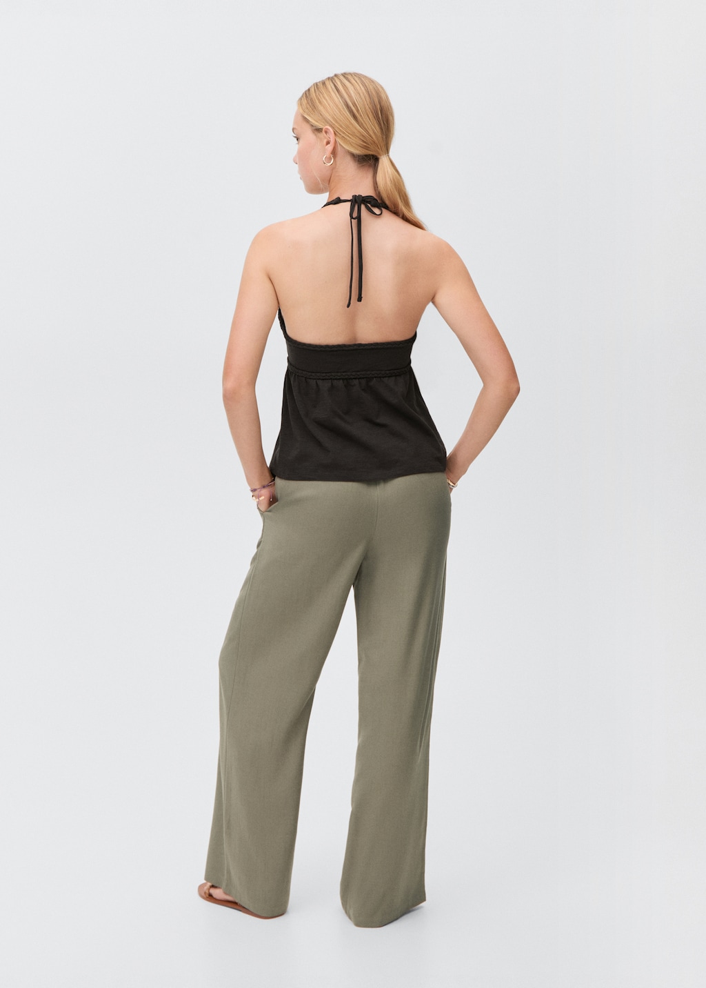 Straight linen-blend pants