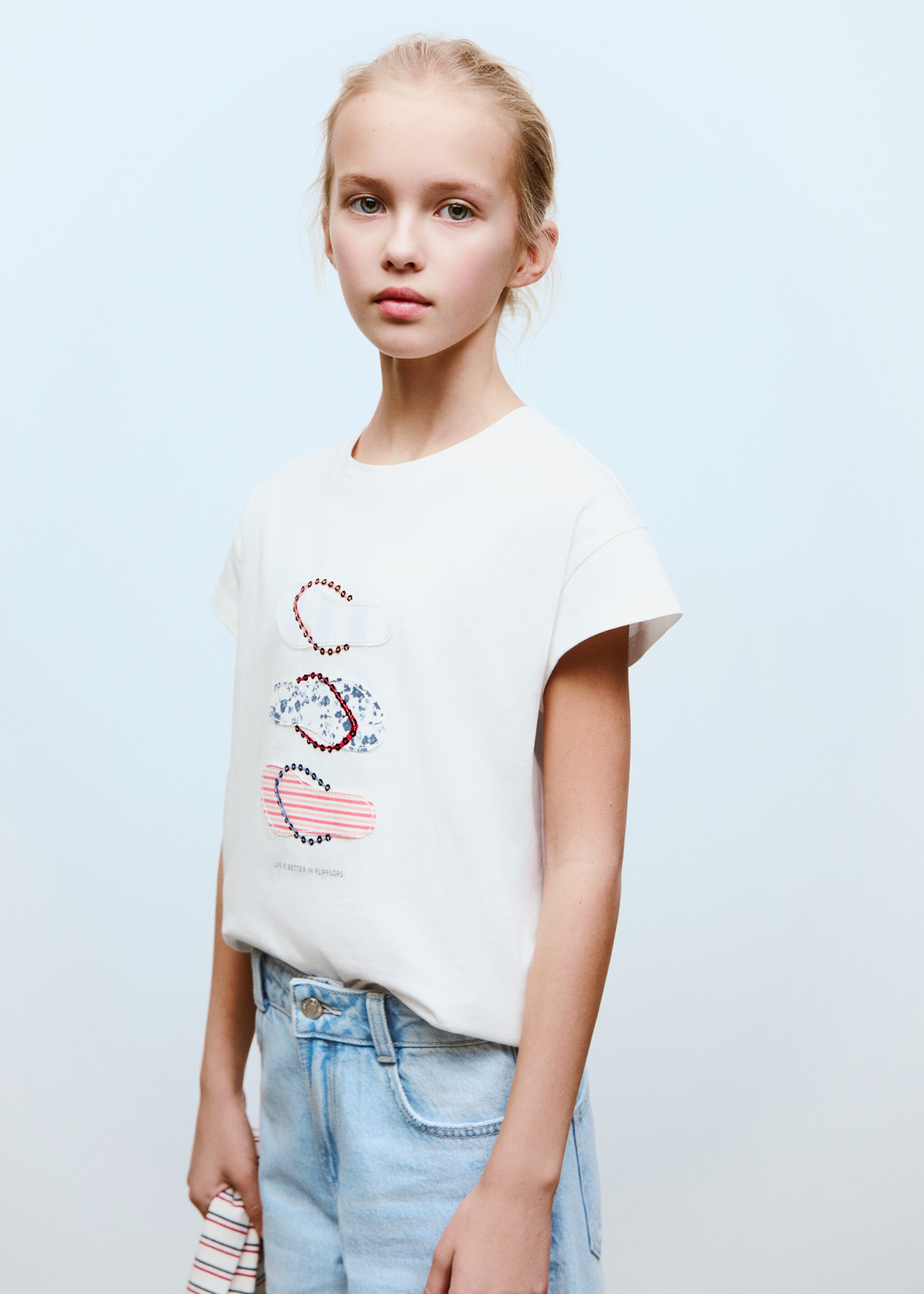 Embroidered printed T-shirt - Medium plane
