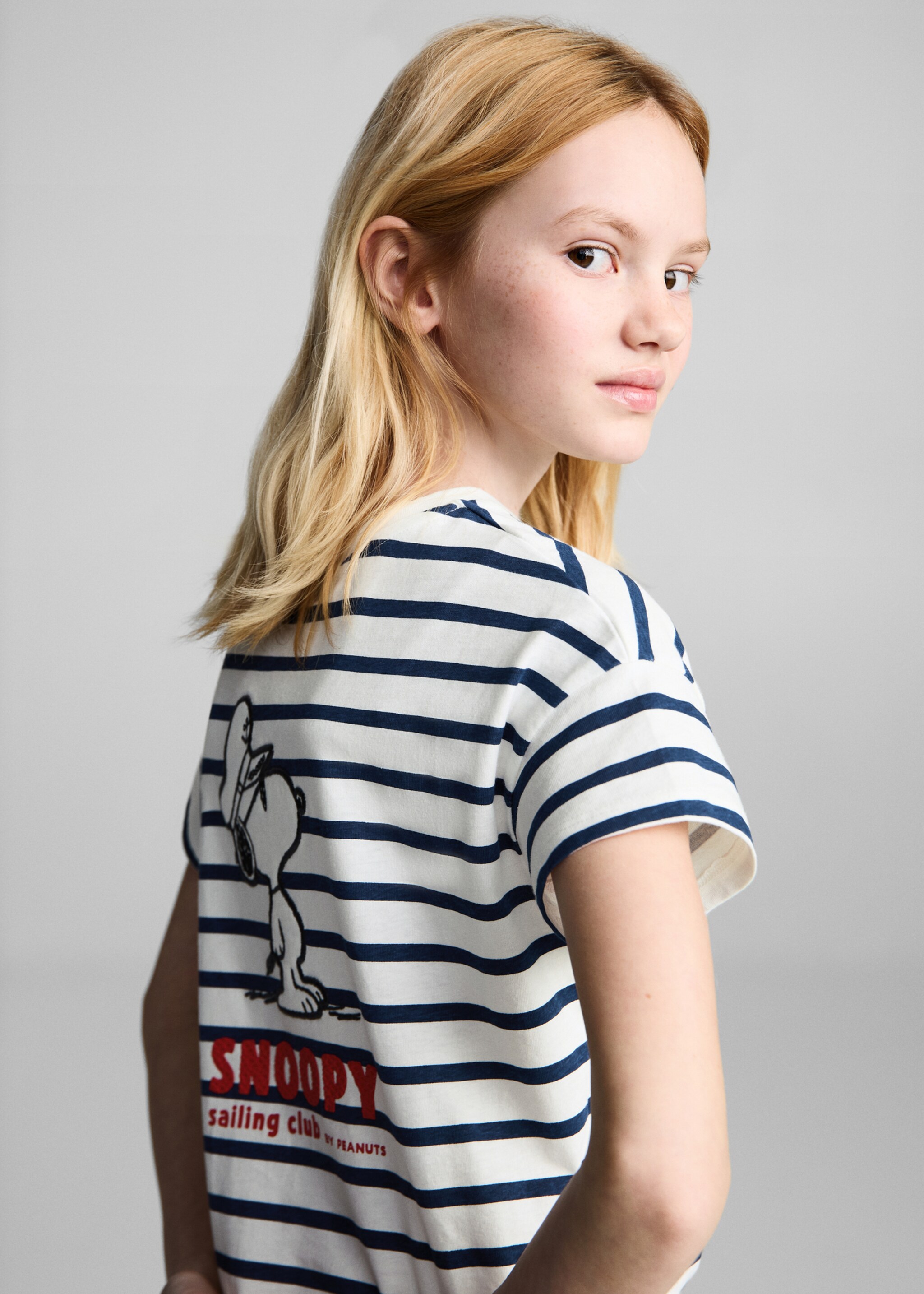 Snoopy striped t-shirt with knot detail - Reverse of the article