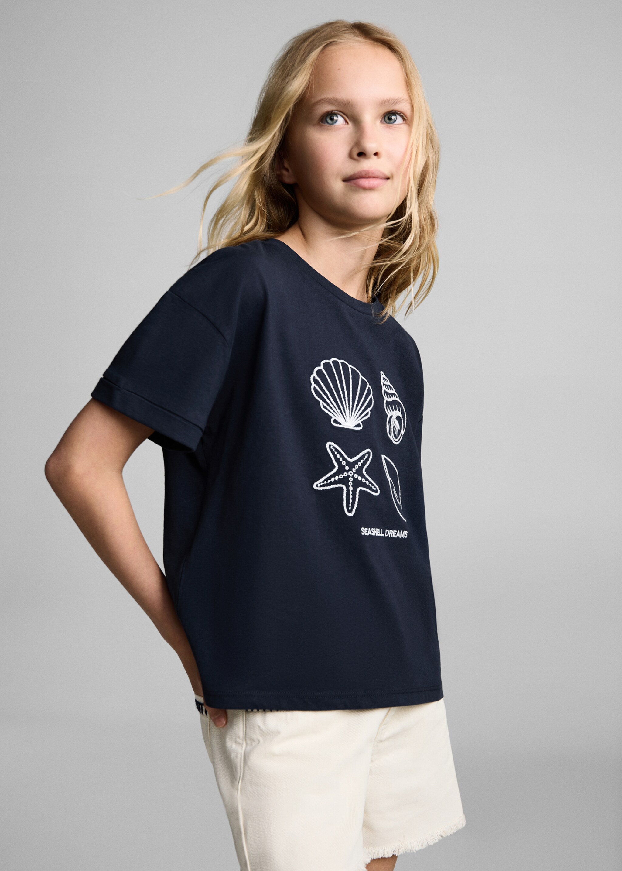 Embroidered detail T-shirt - Medium plane