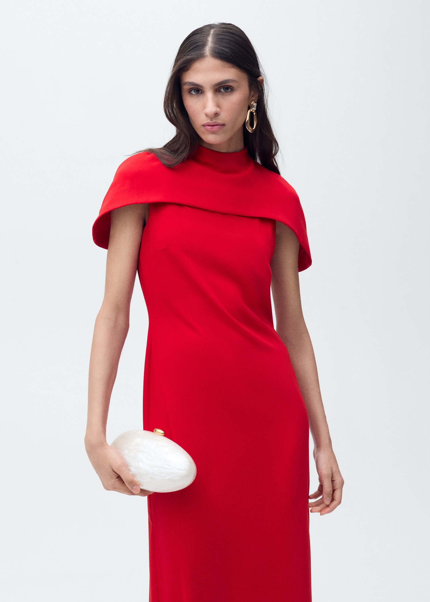 Straight dress with cape collar - Medium plane