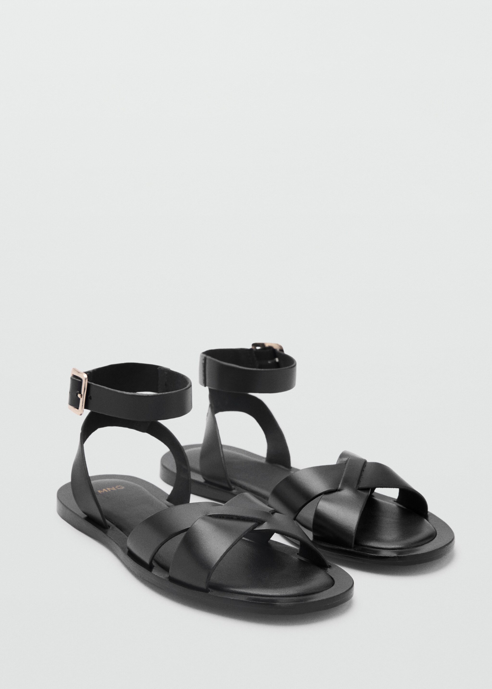 Leather sandals with buckle strap - Medium plane