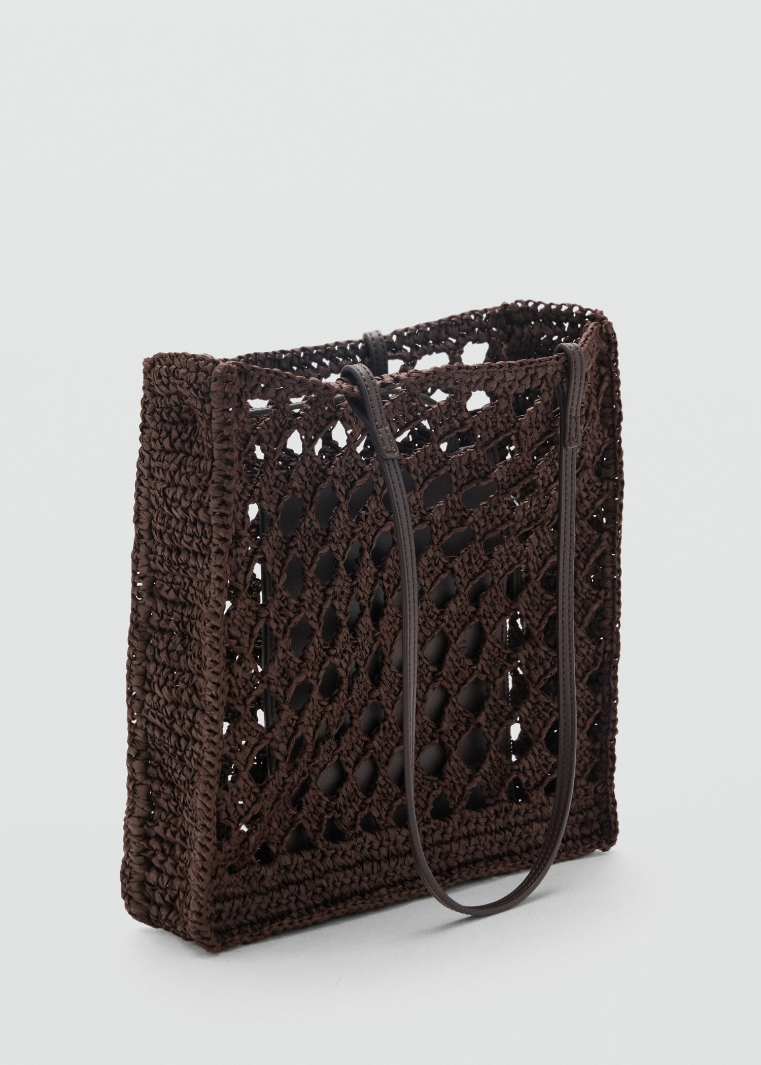 Natural fiber openwork shopper bag - Women | MANGO USA