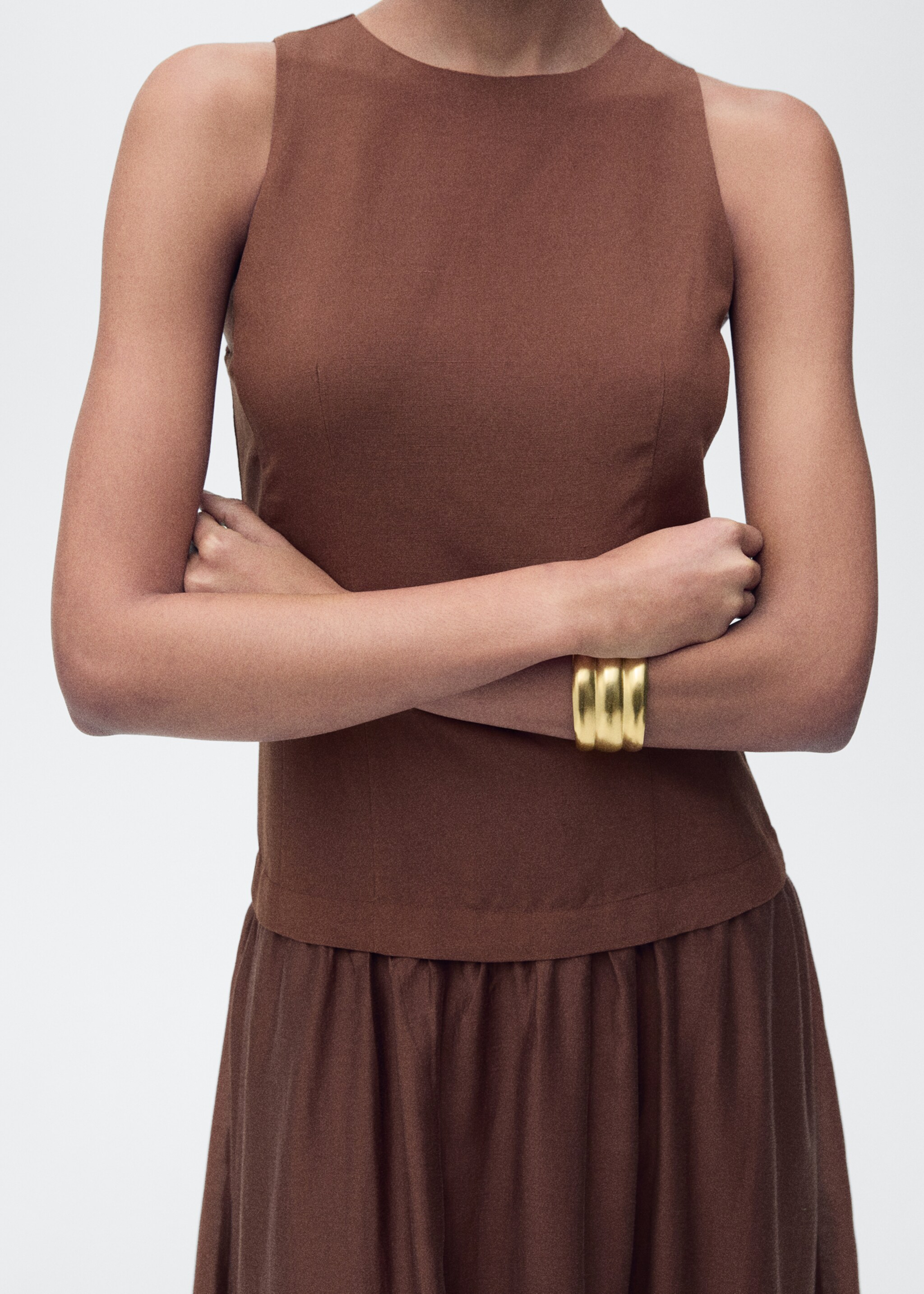Combined fabric midi-dress - Details of the article 6