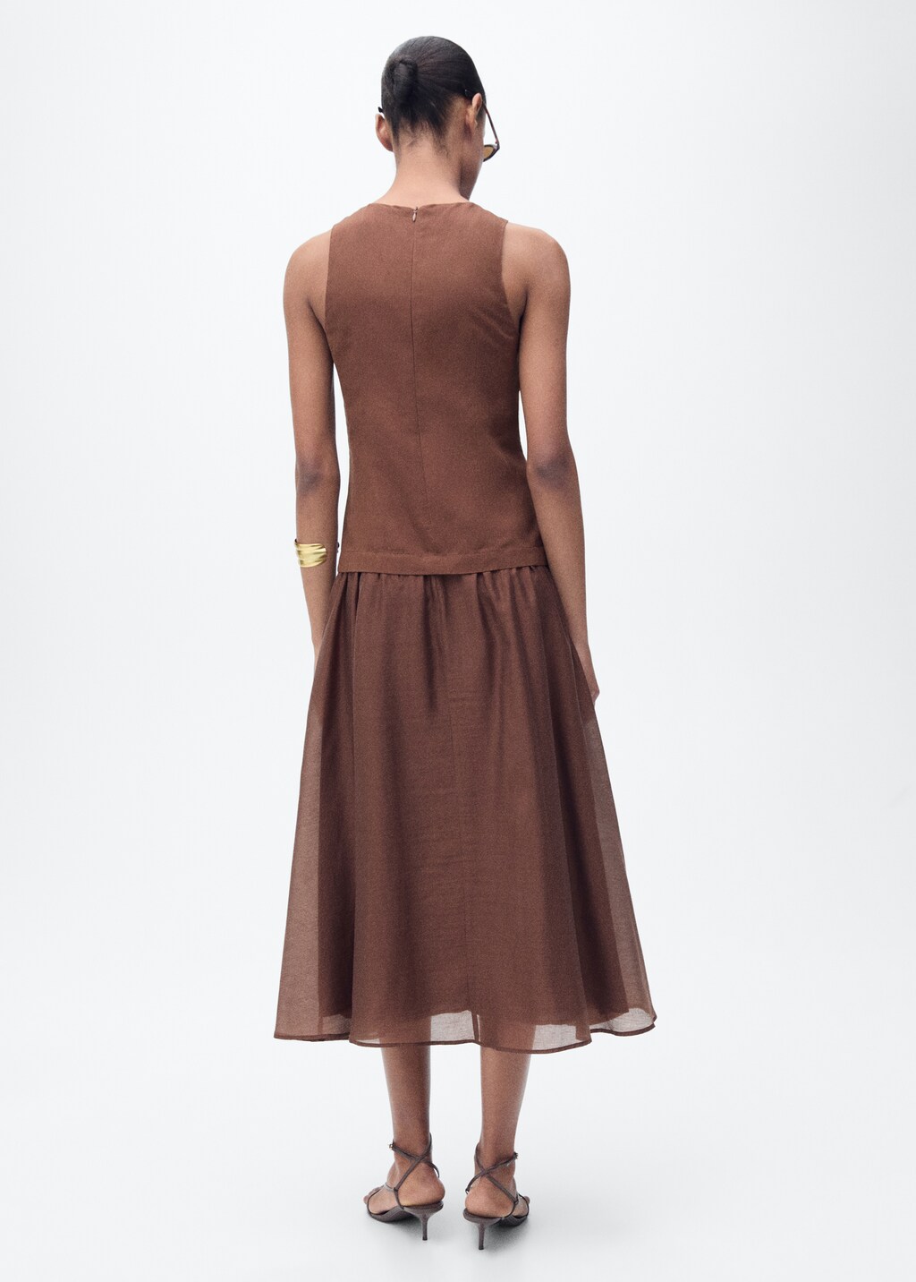 Combined fabric midi-dress - image 3