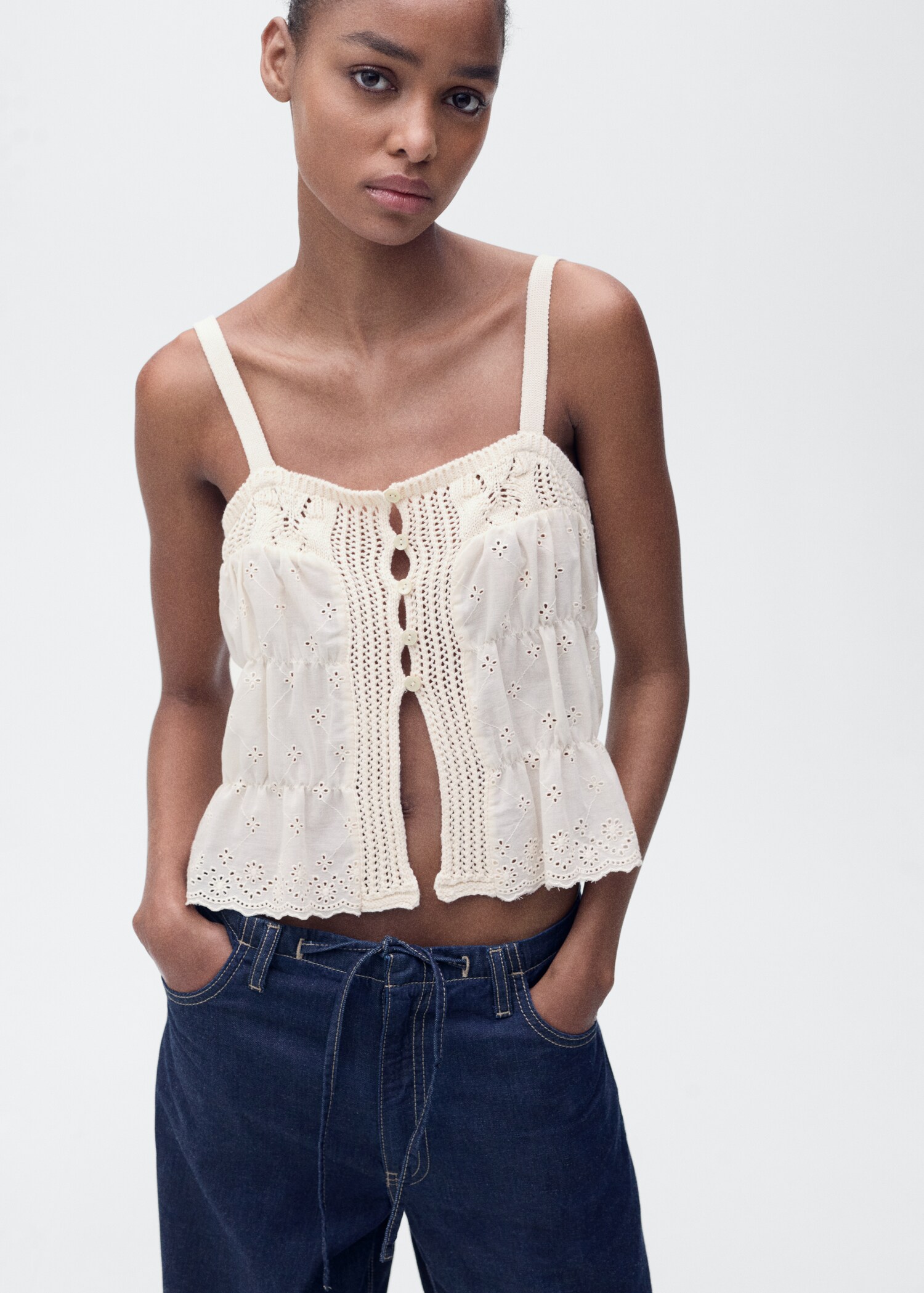 Combined top with openwork details - Medium plane
