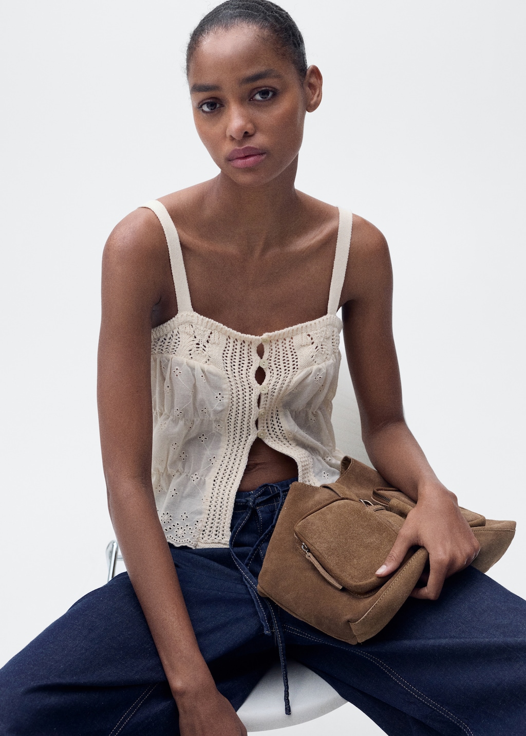 Combined top with openwork details - Women | MANGO USA Combined top with openwork details - Women | MANGO USA