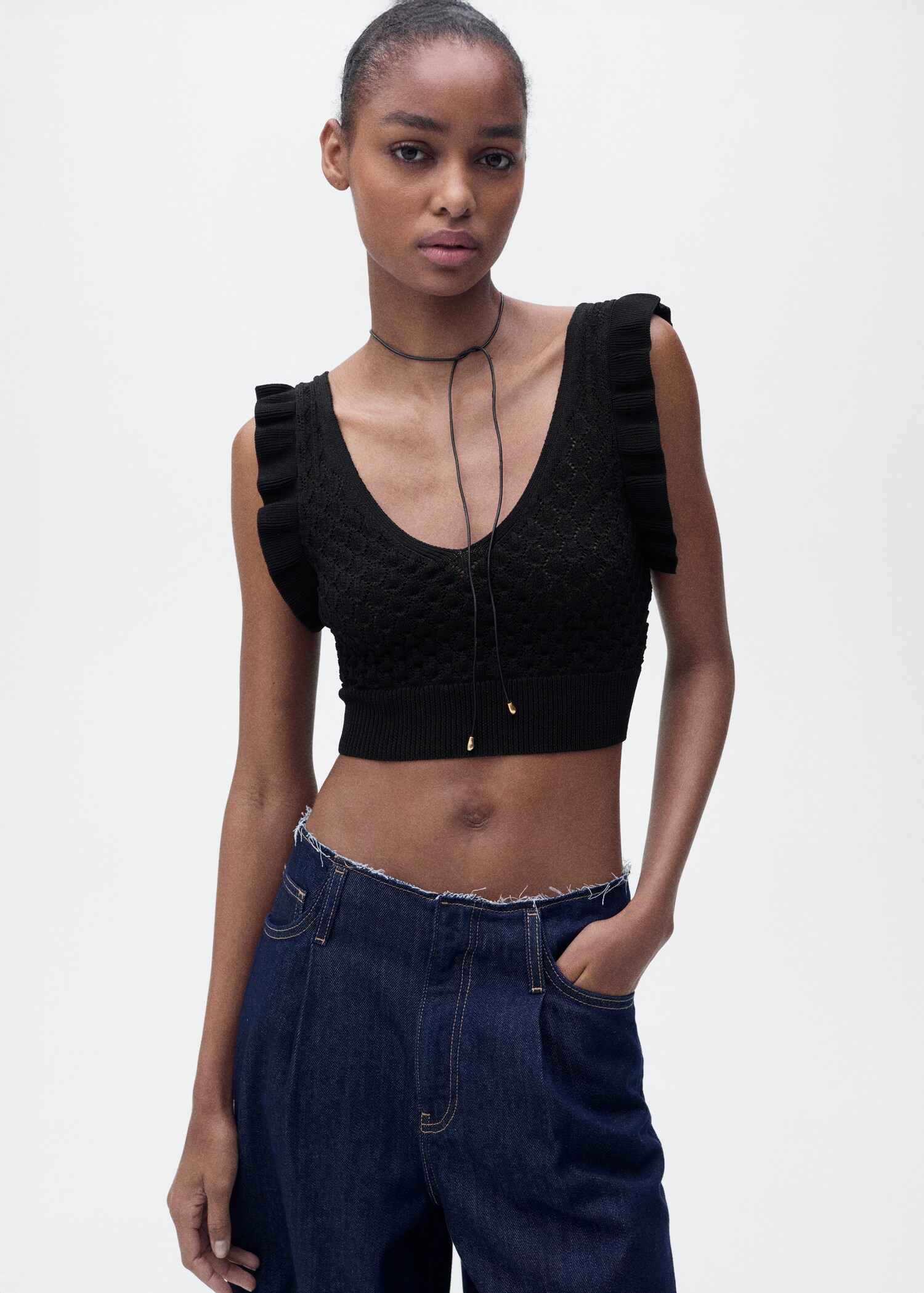 Crop top with bow on the back - Medium plane