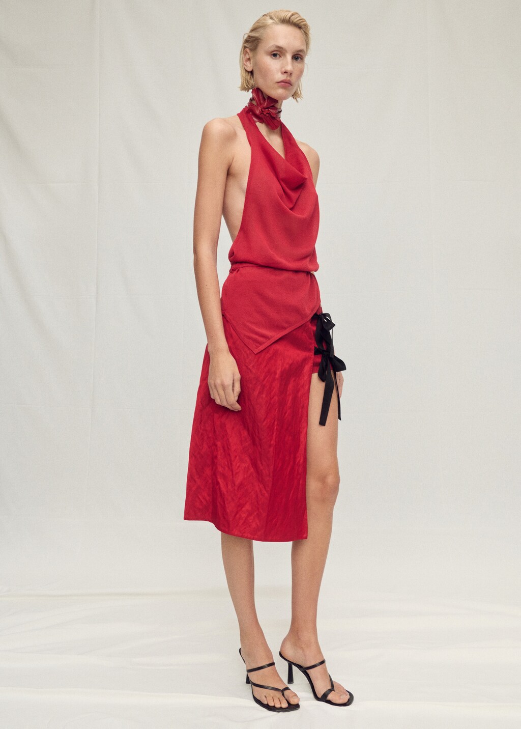 Mango Draped knitted top with open back thumbnail
