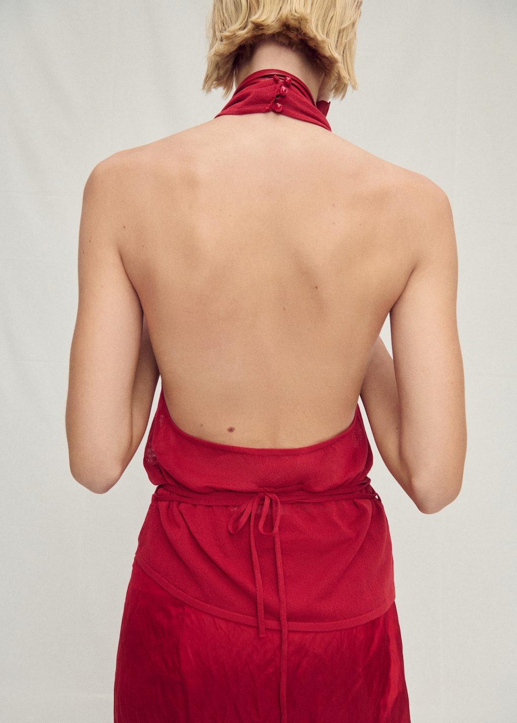 Mango Draped knitted top with open back thumbnail