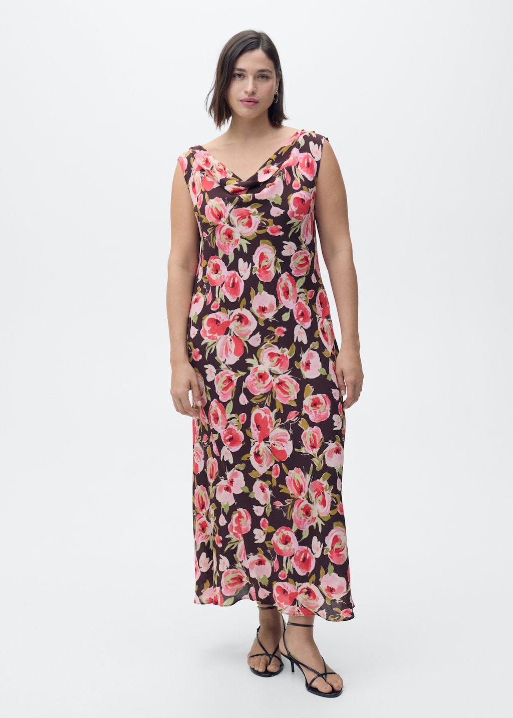 Mango Floral dress with draped neck