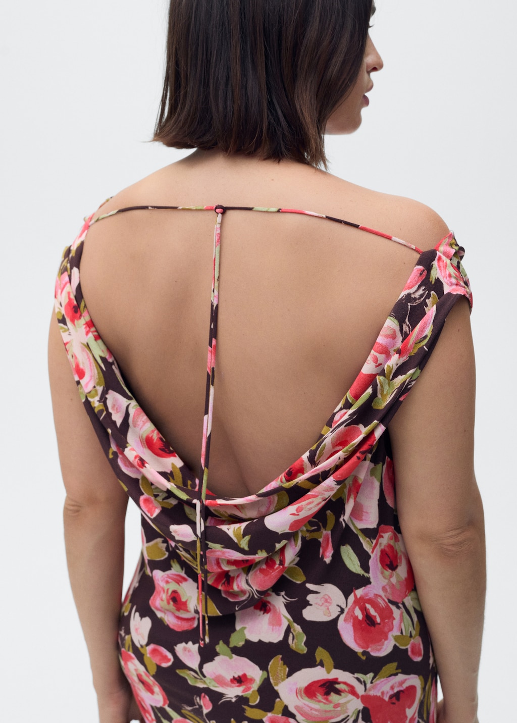 Mango Floral dress with draped neck