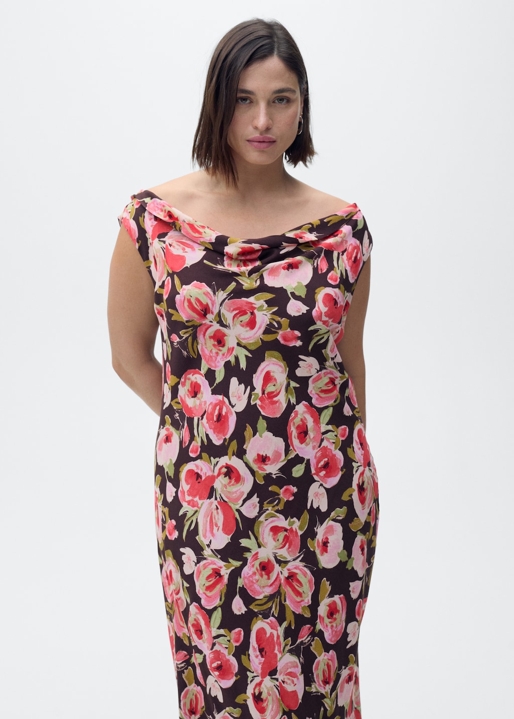 Mango Floral dress with draped neck