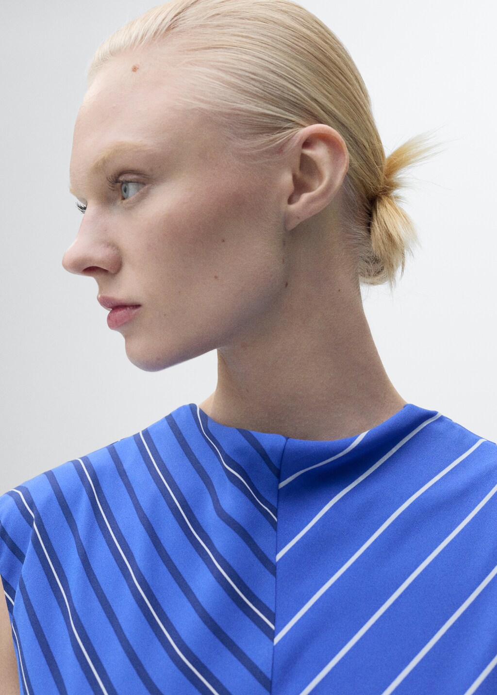 Combined striped flared dress