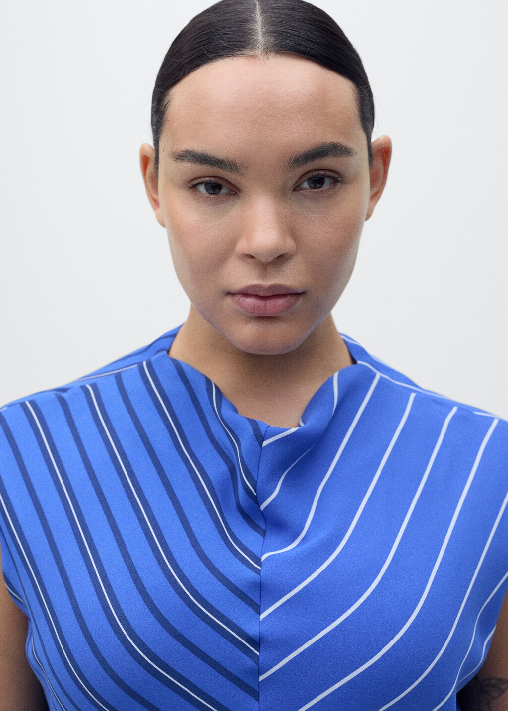 Combined striped flared dress