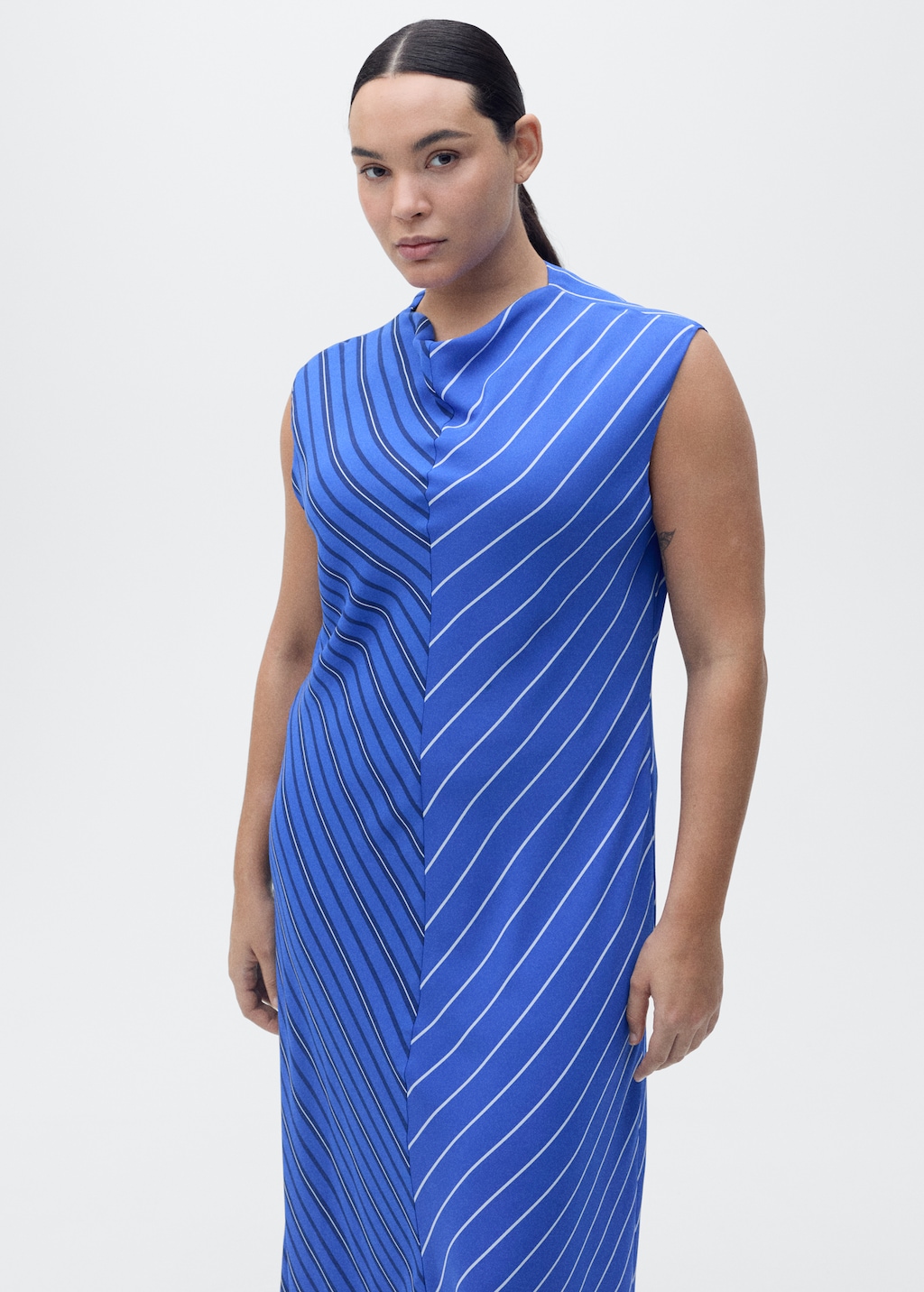 Combined striped flared dress