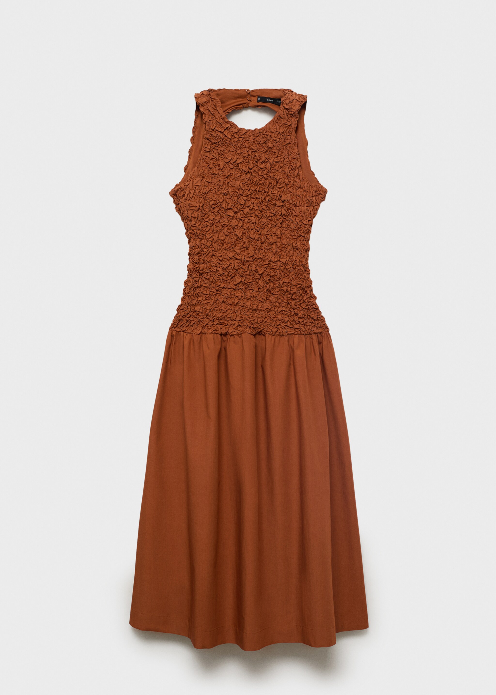 Combined open-back textured dress - Article without model