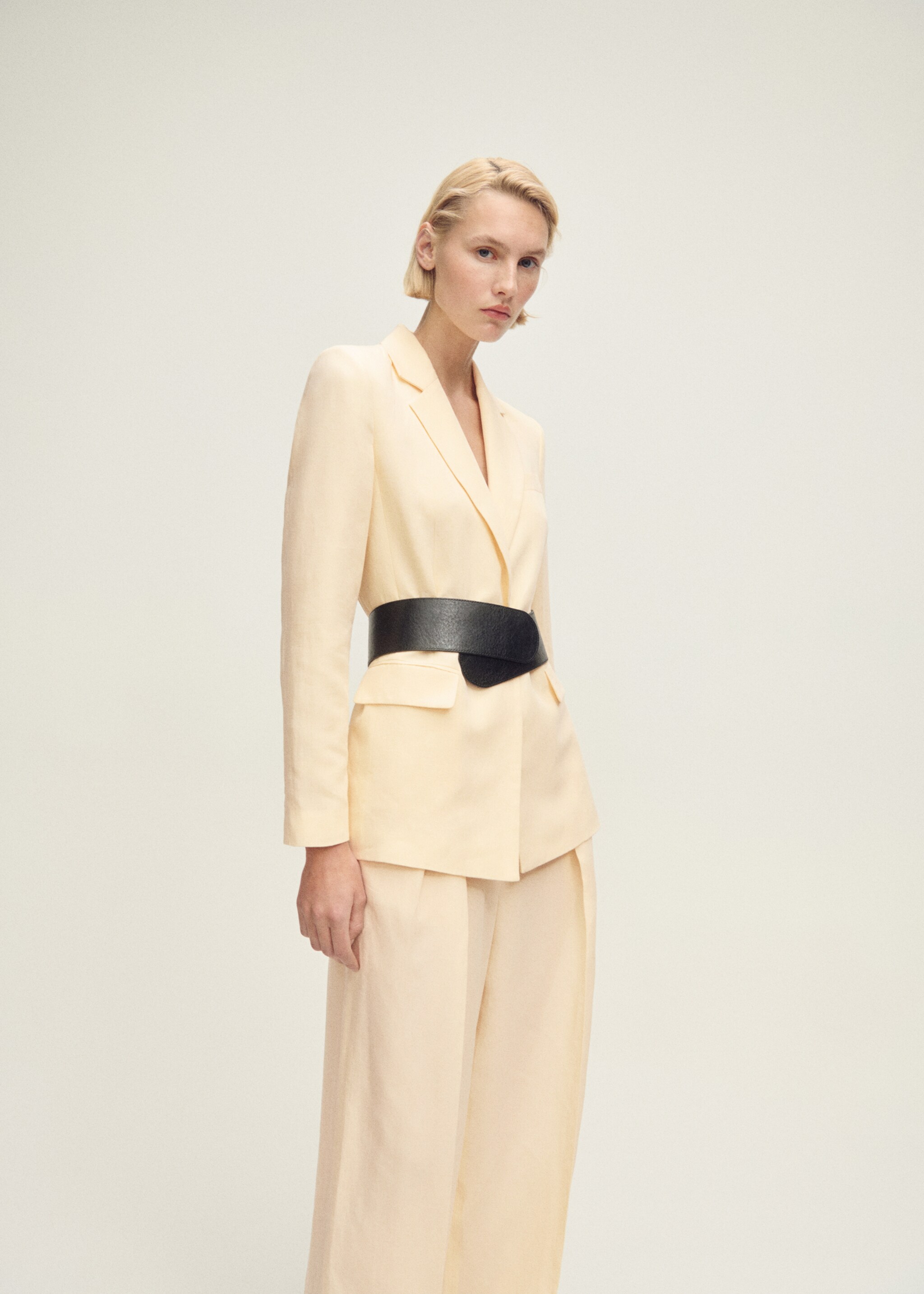 Straight-fit linen-blend suit trousers - Details of the article 2