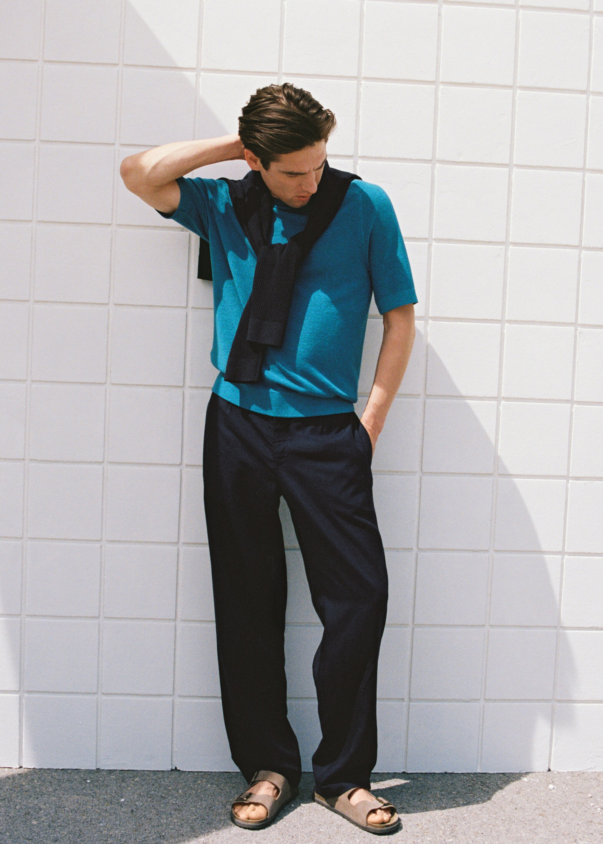 Linen lyocell regular-fit trousers - Details of the article 5
