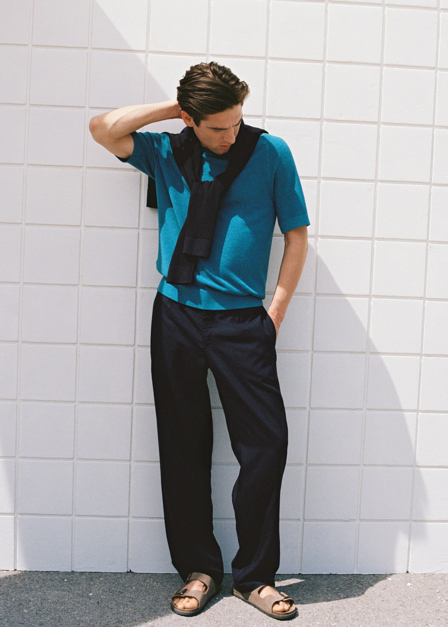 Linen lyocell regular-fit trousers - Details of the article 5