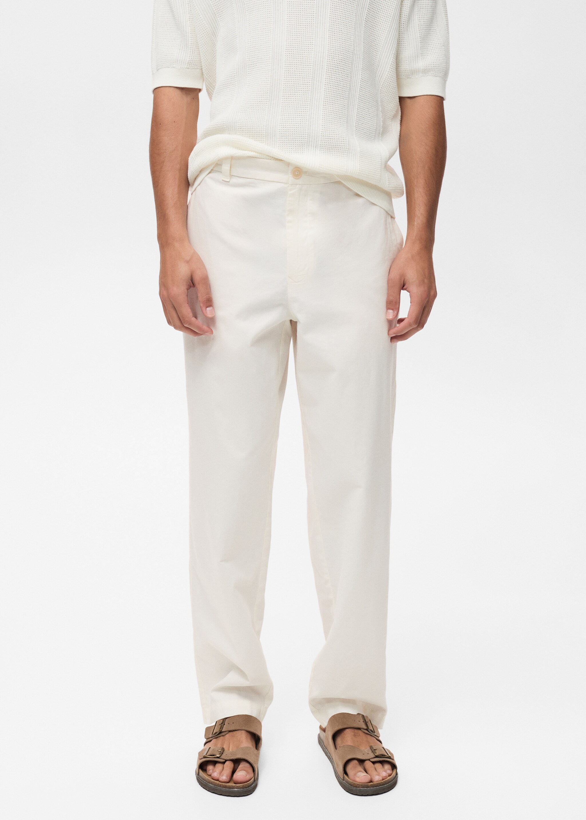 Regular-fit linen trousers - Medium plane