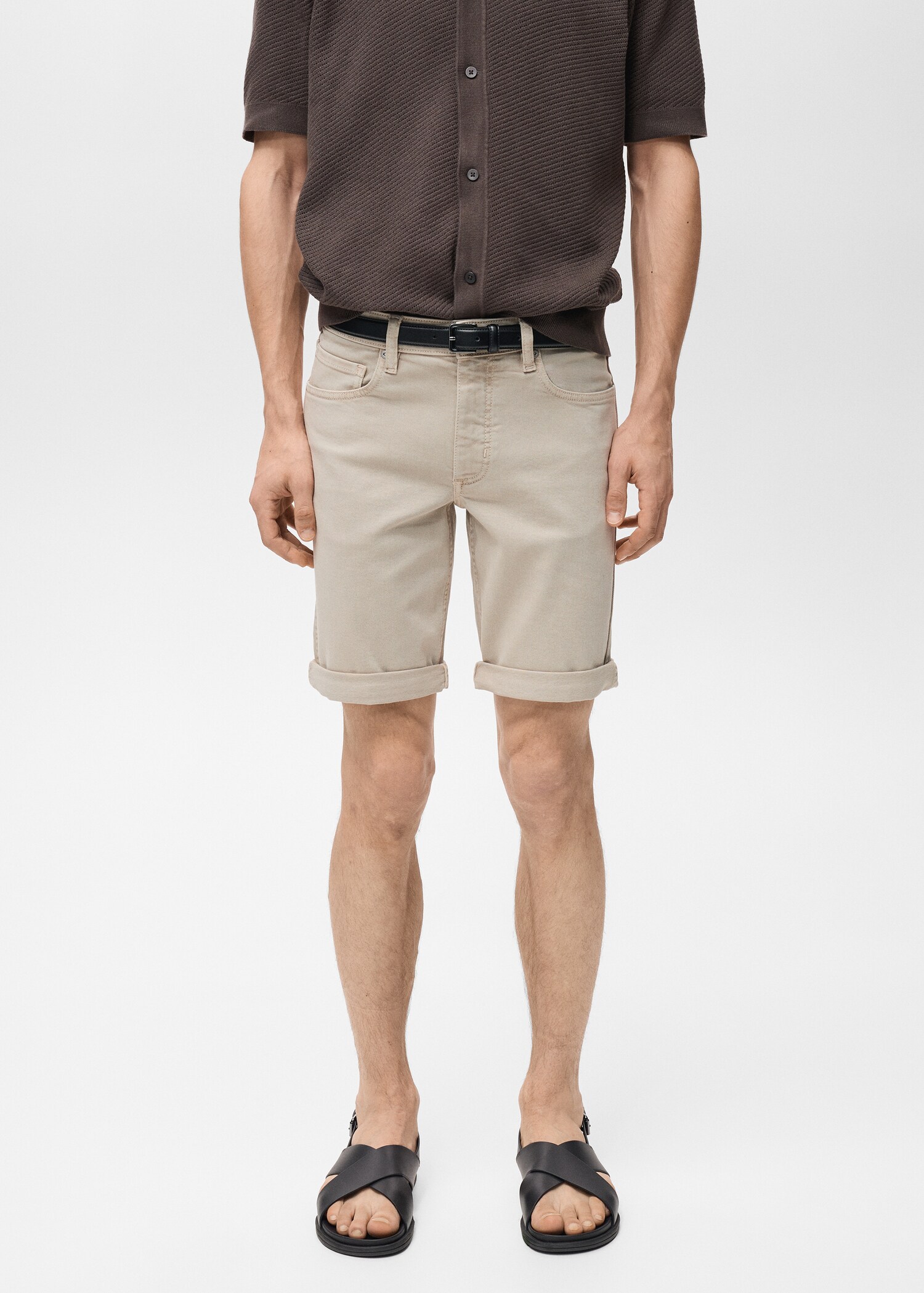 Slim Fit-Bermudashorts aus Baumwolle - Mittlere Ansicht