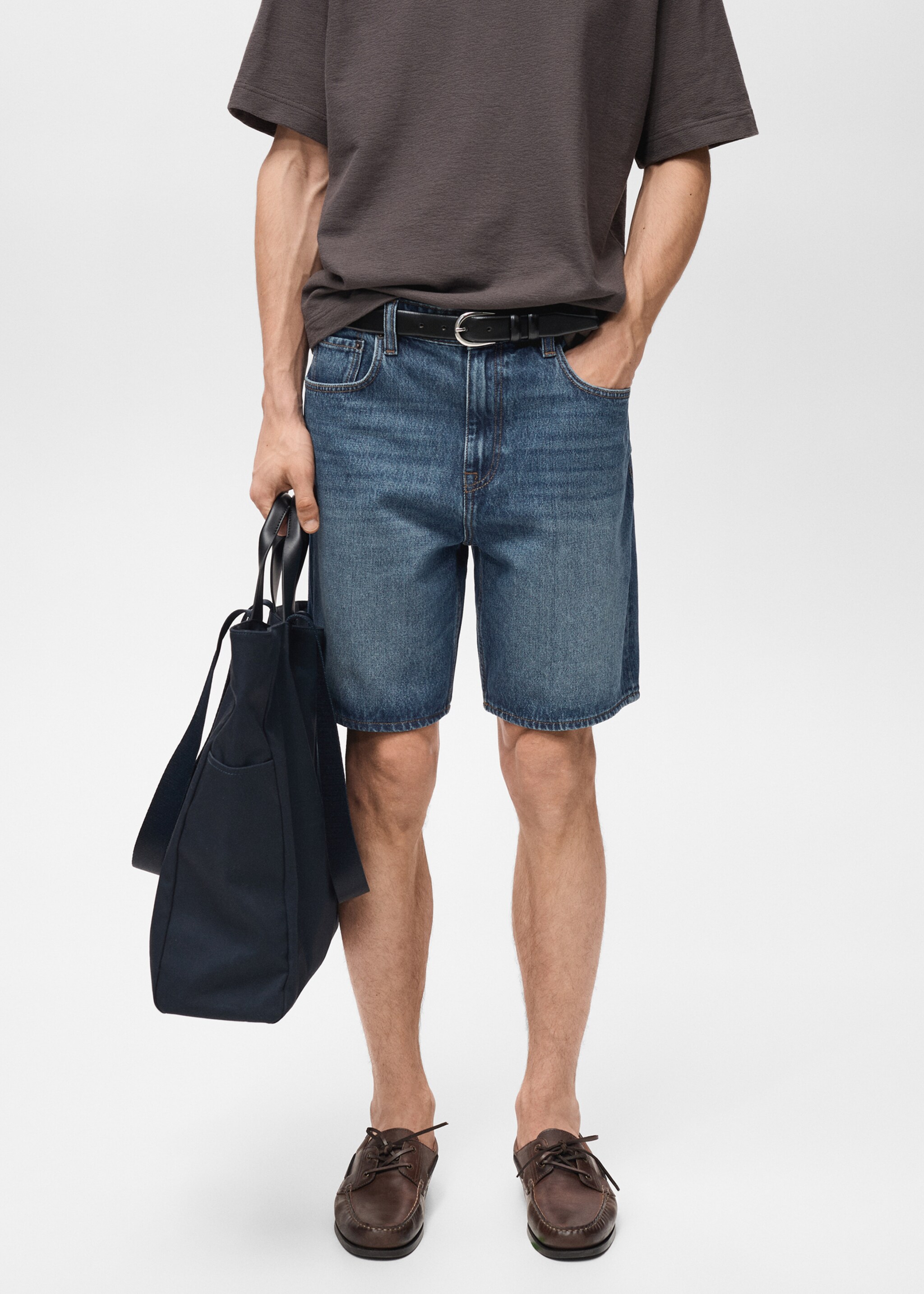 Bermudas vaqueras regular fit - Plano medio, Azul oscuro. Ref: 87007895-00.