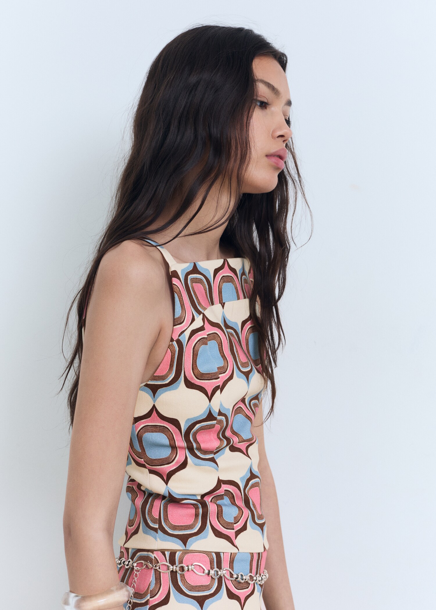 Printed boat-neck top - Medium plane