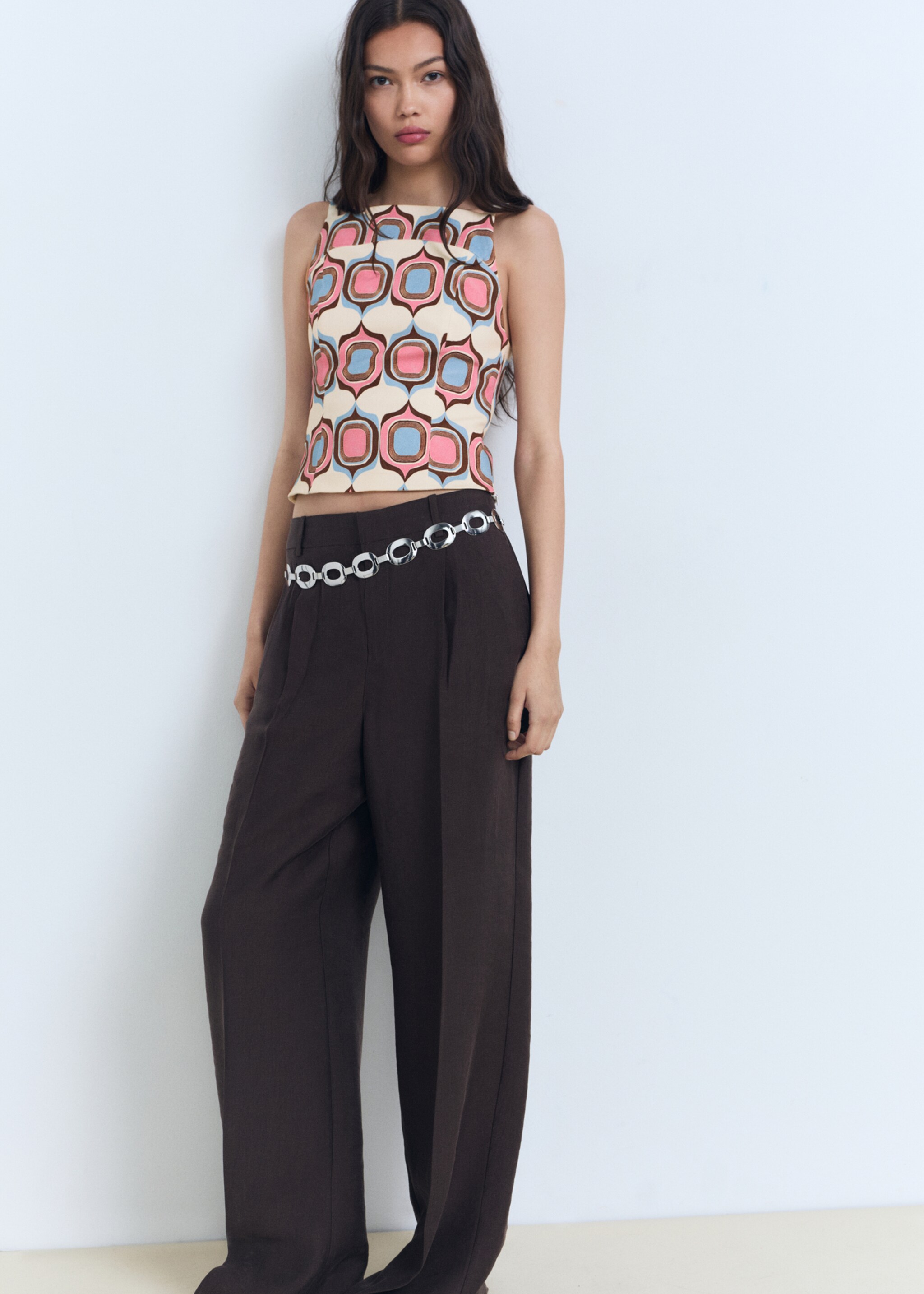 Printed boat-neck top - Details of the article 1