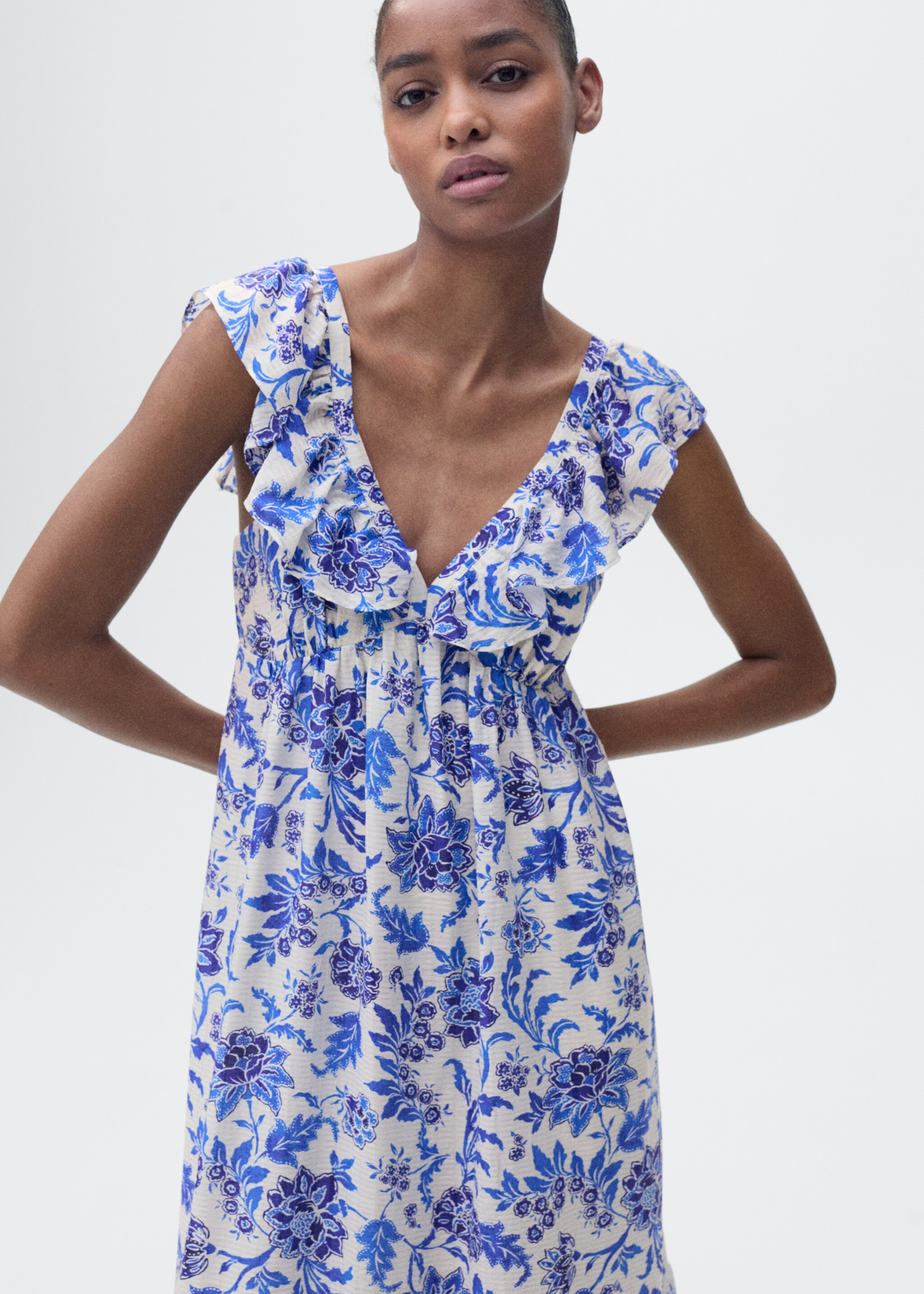 Ruffled floral print dress - Medium plane