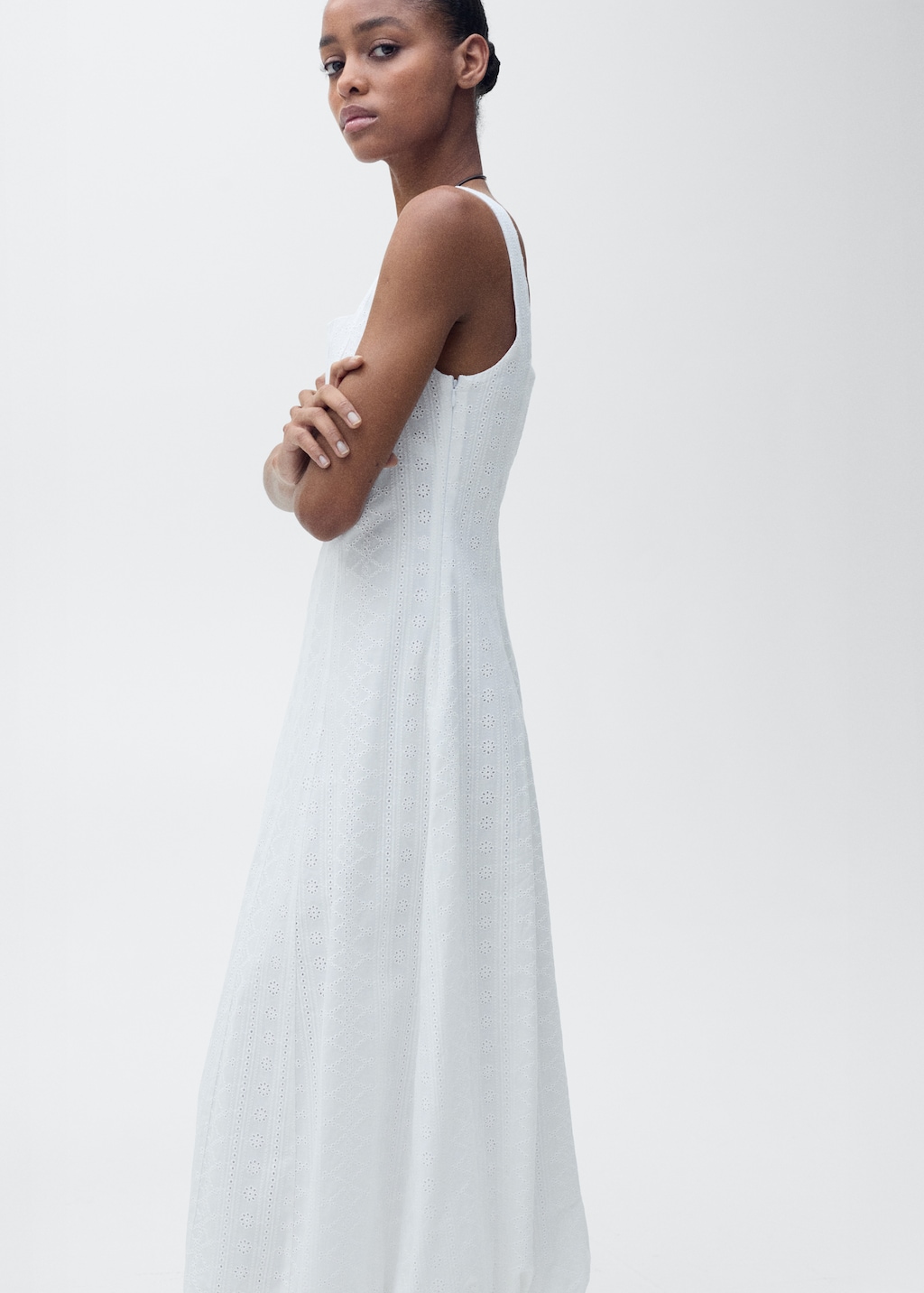 Mango Embroidered dress with puffed hem thumbnail