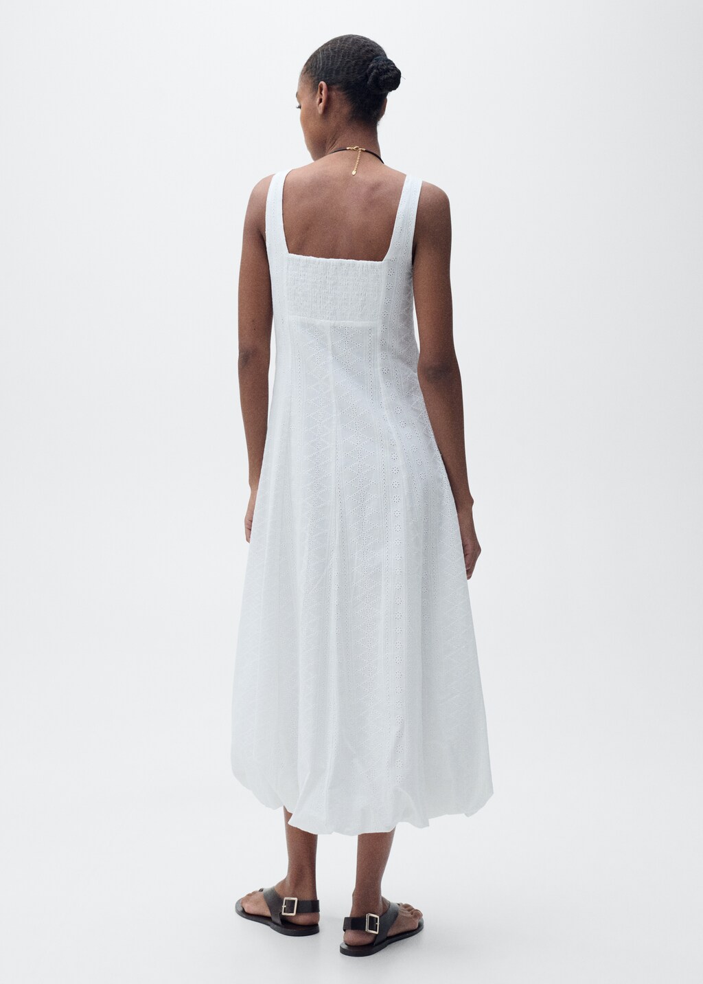 Mango Embroidered dress with puffed hem thumbnail