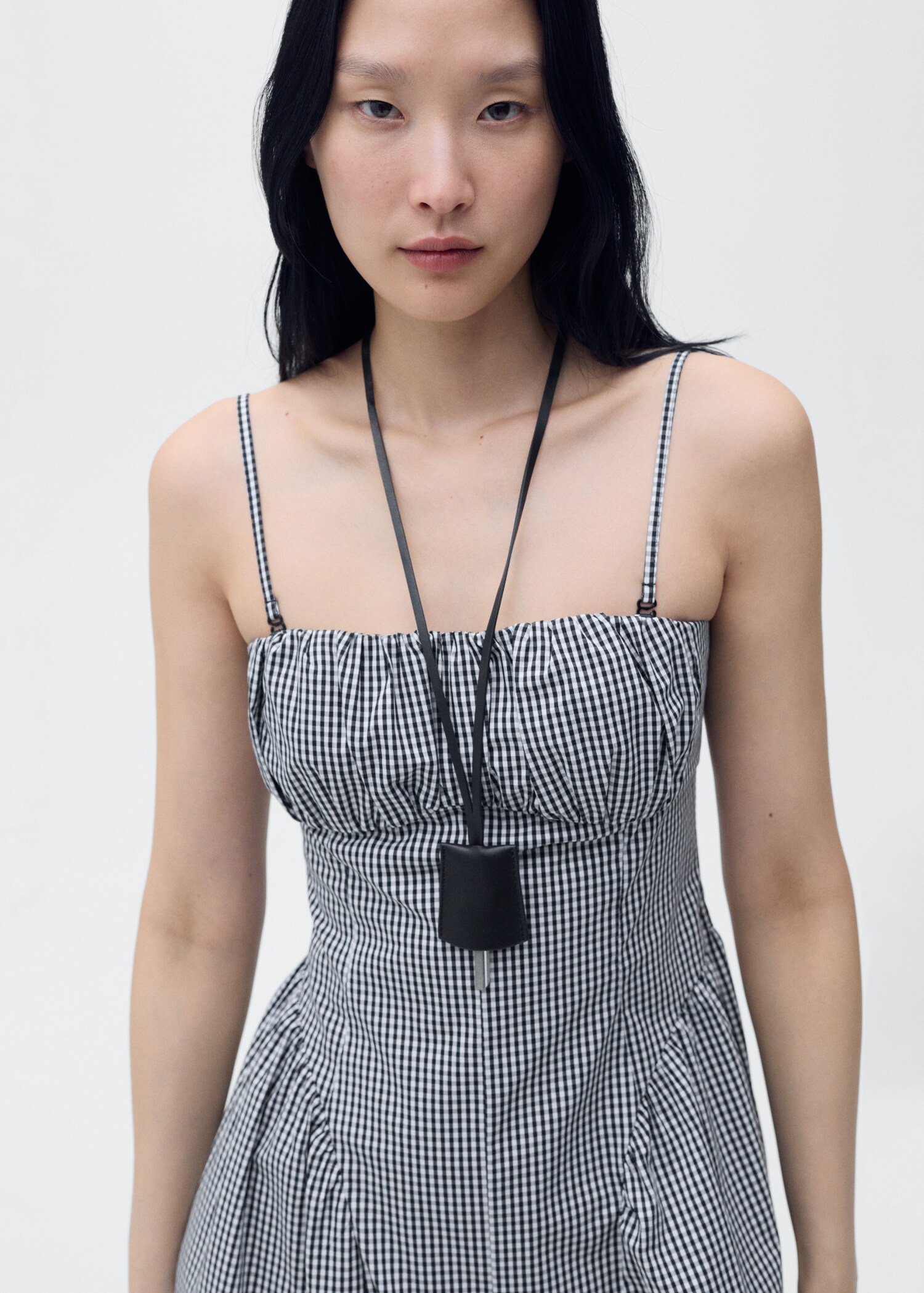 Vestido midi estampado vichy - Plano medio