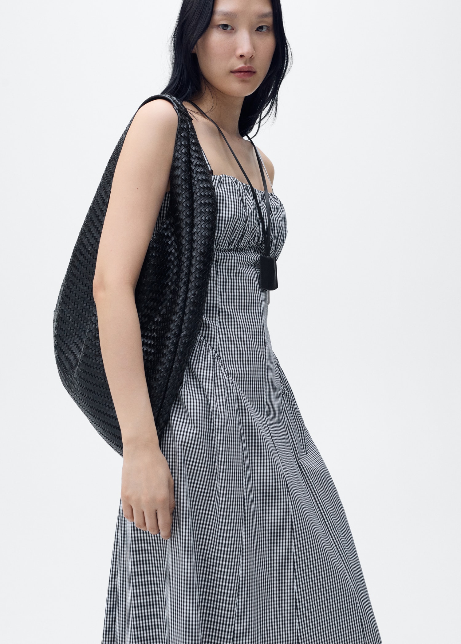 Vestido Corto Vestido Cuadros Blanco Y Negro Mango Vestido Cuadros