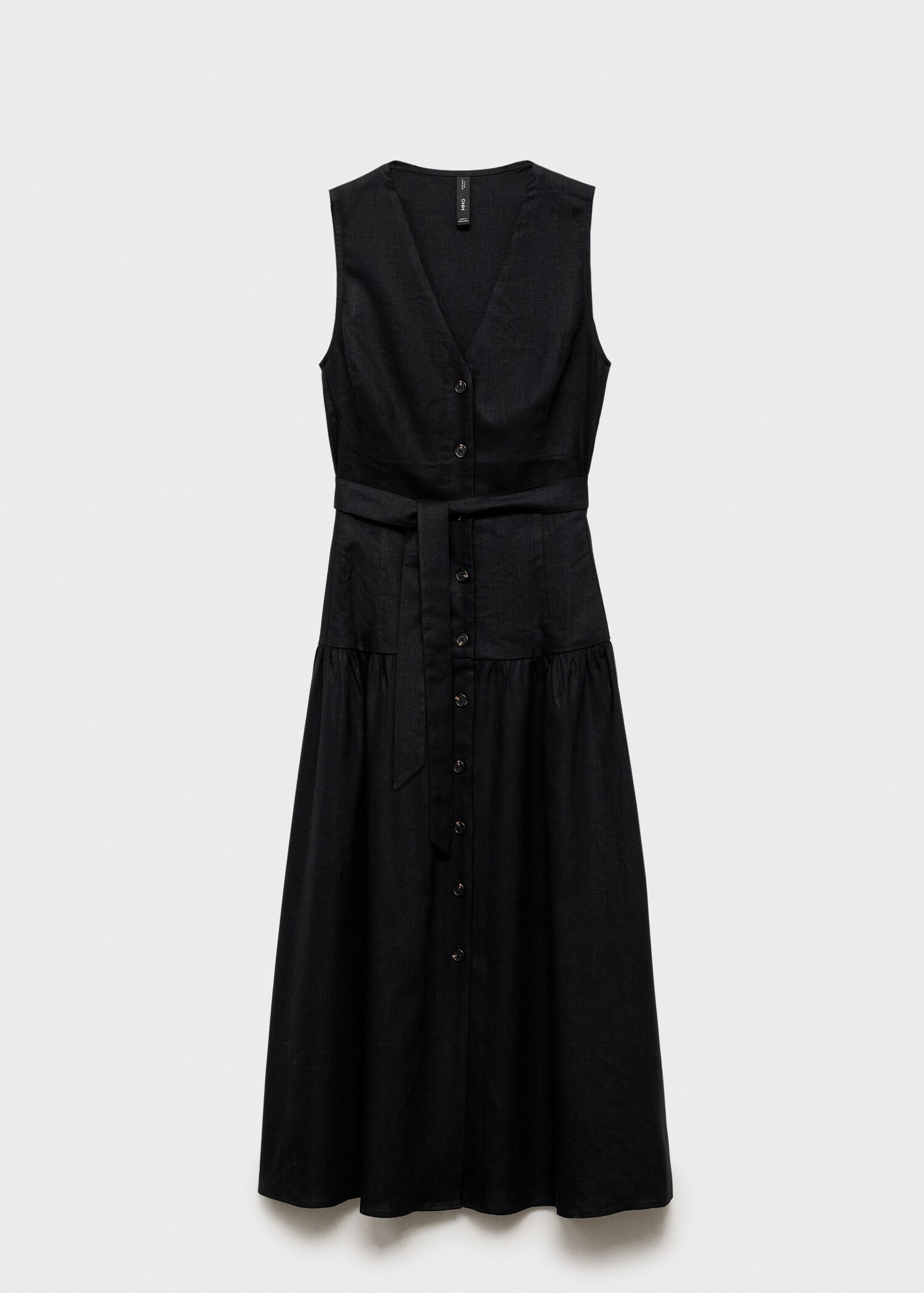 Robe midi en lin avec ceinture - Article sans modèle